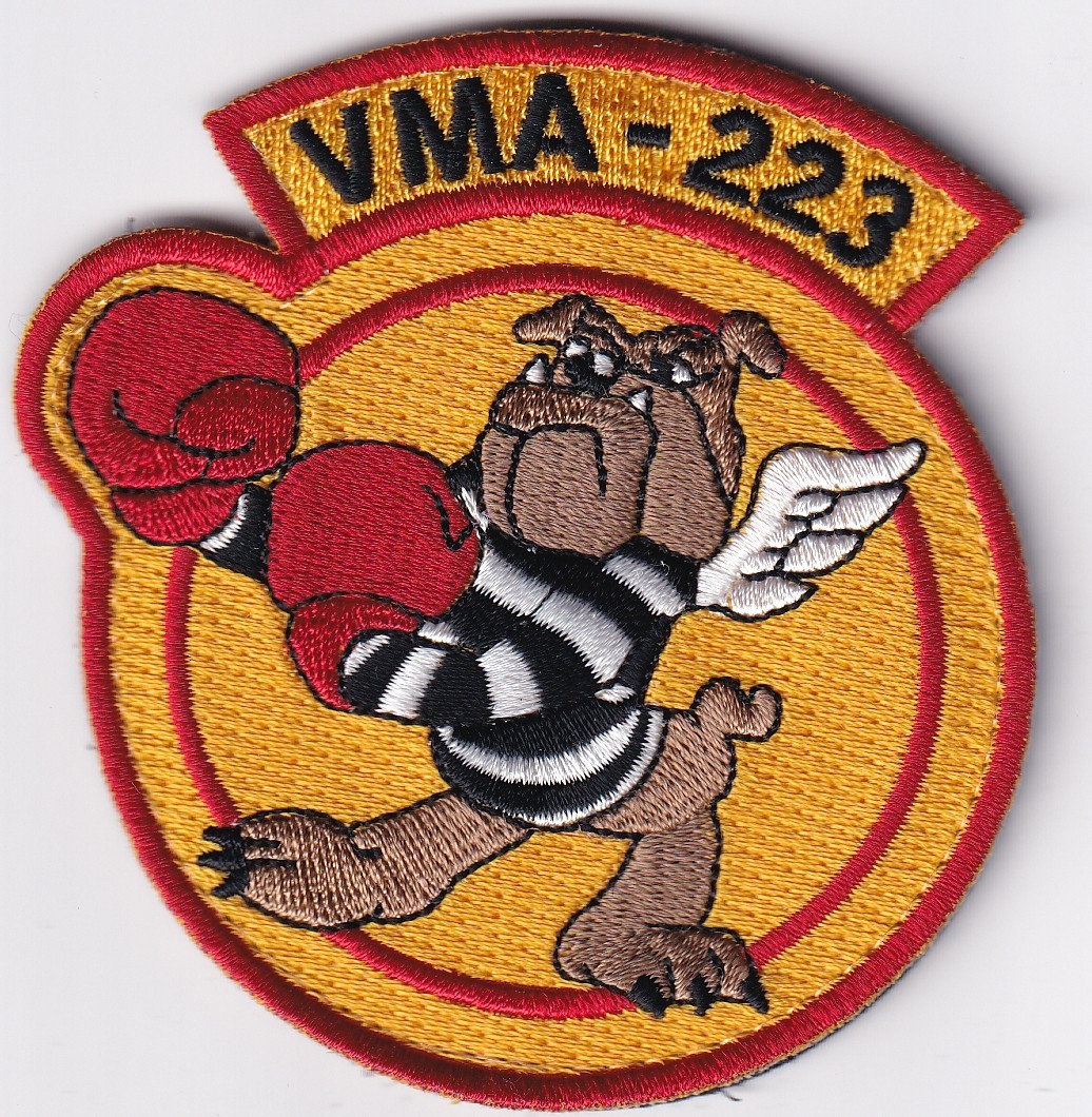 VMA-223 Bulldog color US Marine Corps Aviation USMC patch w hook and loop