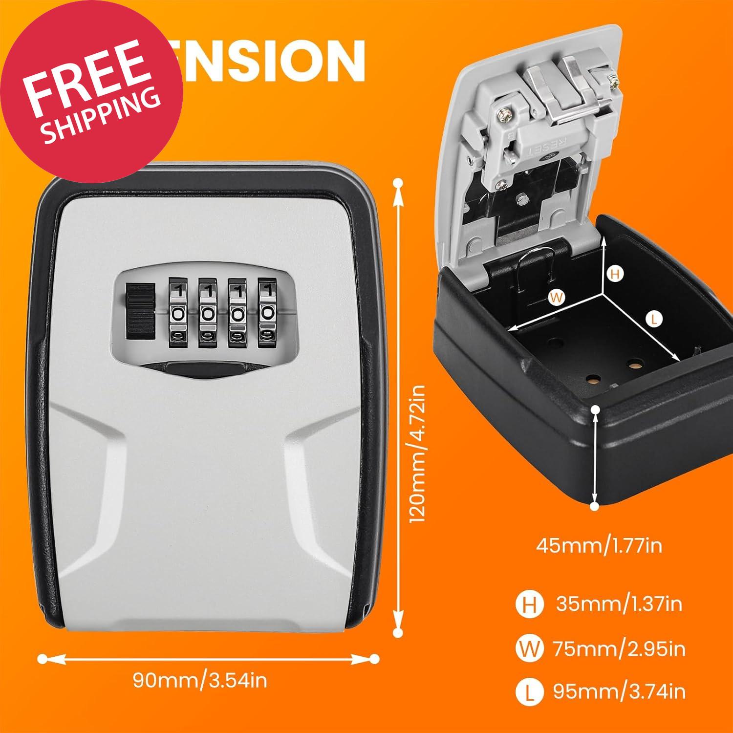 Outdoor Key Lock Box Wall Mounted 5 Key Security Storage Combination Lock