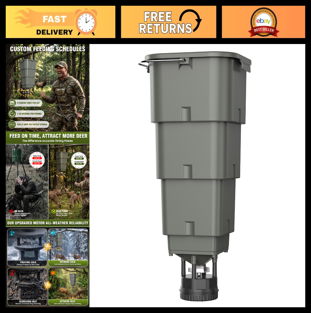 5 Gallon Automatic Deer Feeder with Digital Timer | 4 Feed Times, Easy Install