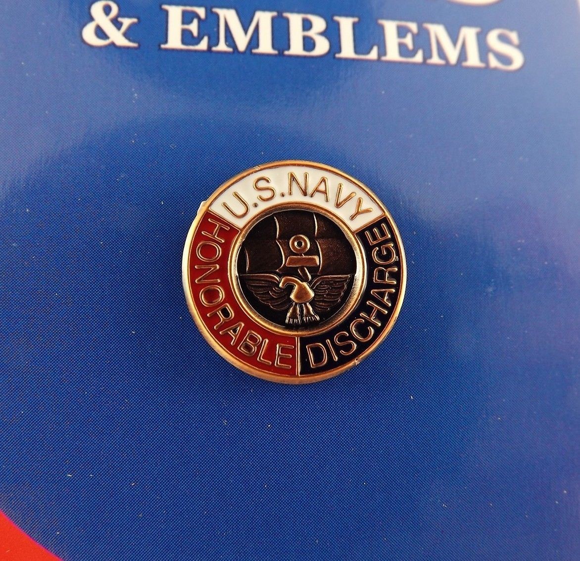 FREE SHIP Lapel Pin United States Navy Honorable Discharge Red White Blue 5/8"
