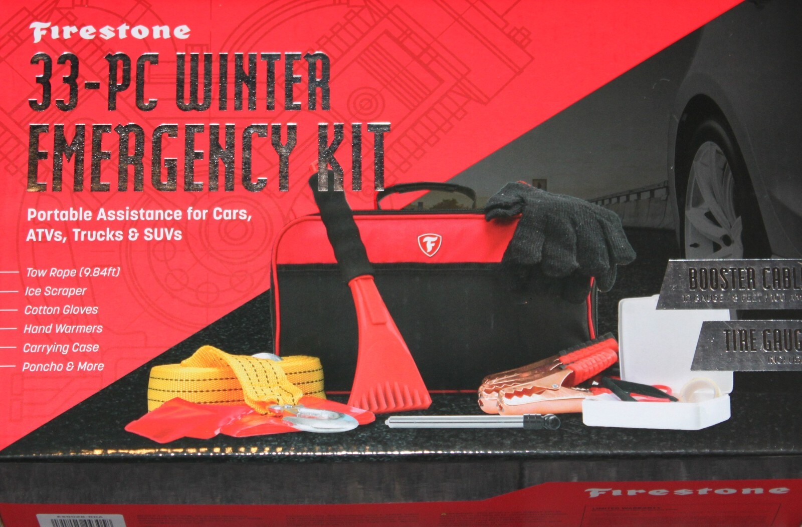 New Firestone emergency 33 PC Winter Car / Truck / Suv / Atv kit
