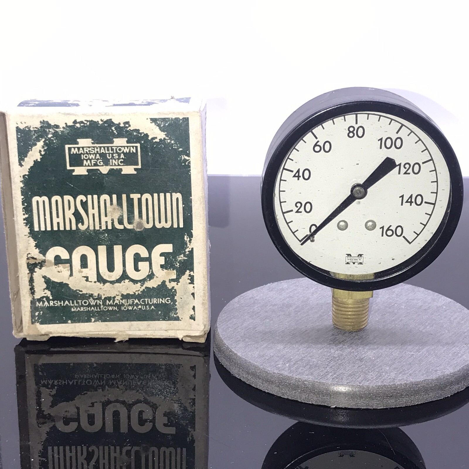 Vintage Marshalltown Iowa USA Gauge Fig23-160# 1/4 In NOS With Box