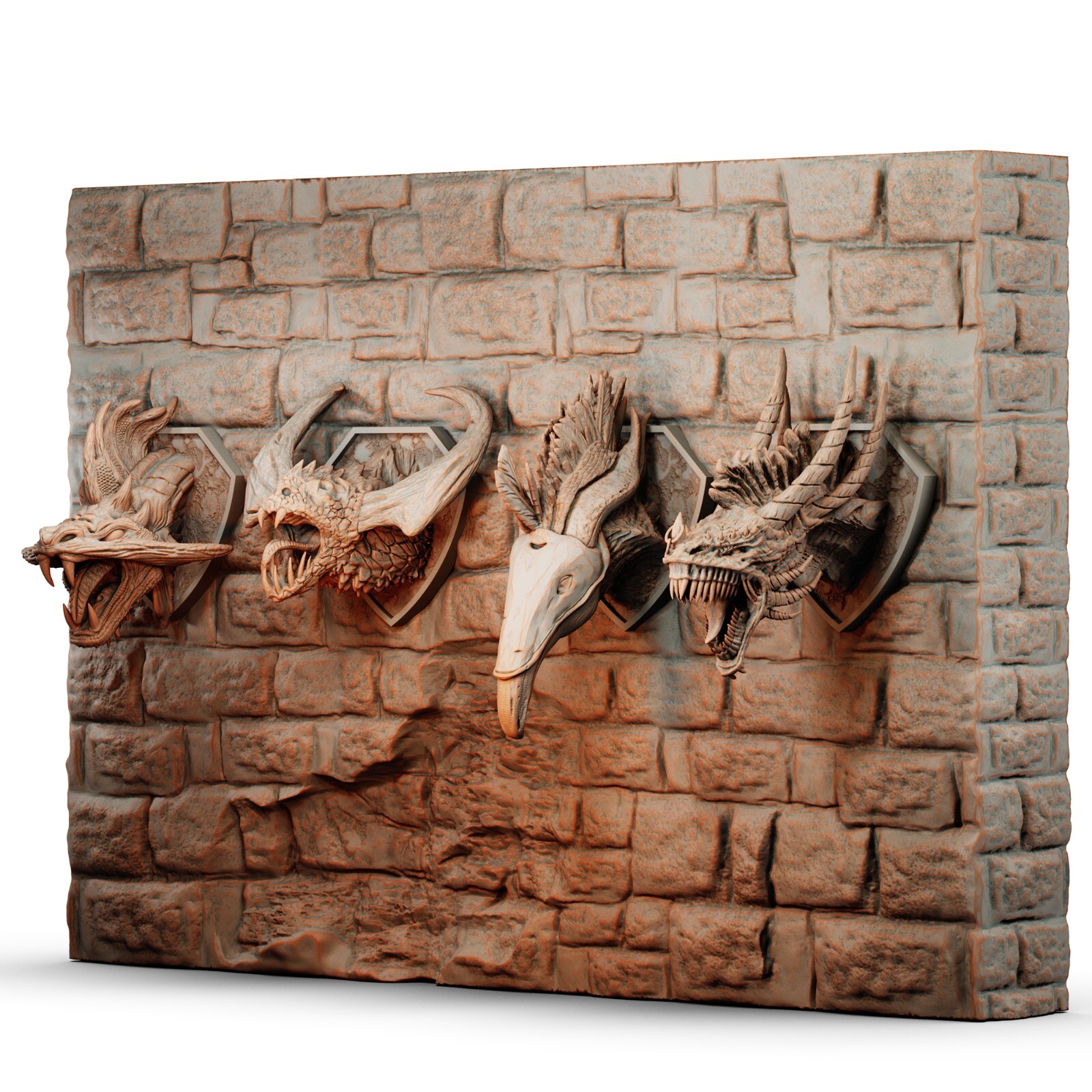 Dungeons and Dragons - HD Resin Print - Trophy Version - Wyverns' Heads