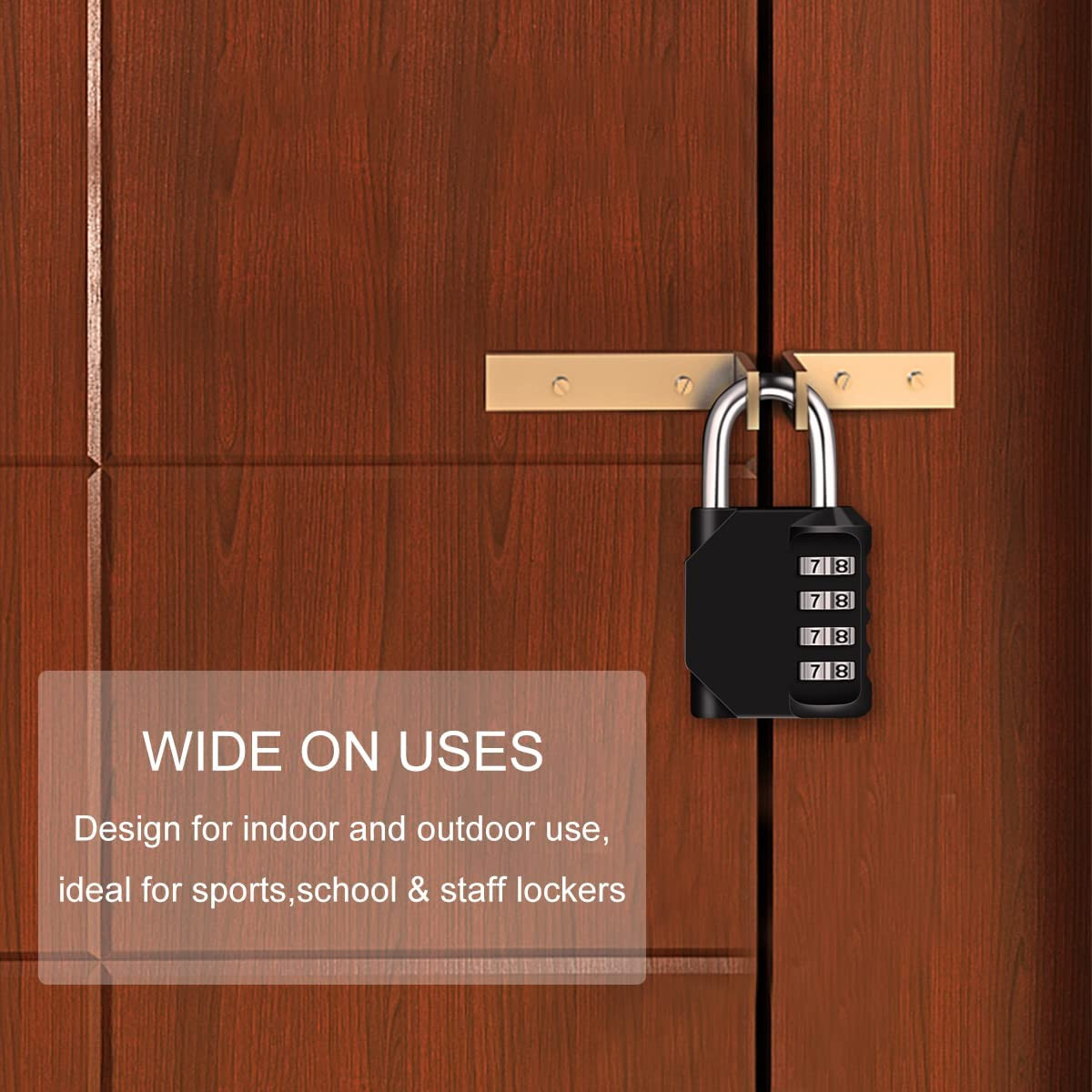 Combination Padlock, 4 Digit Locker Lock Weatherproof Lock Outdoor Combination