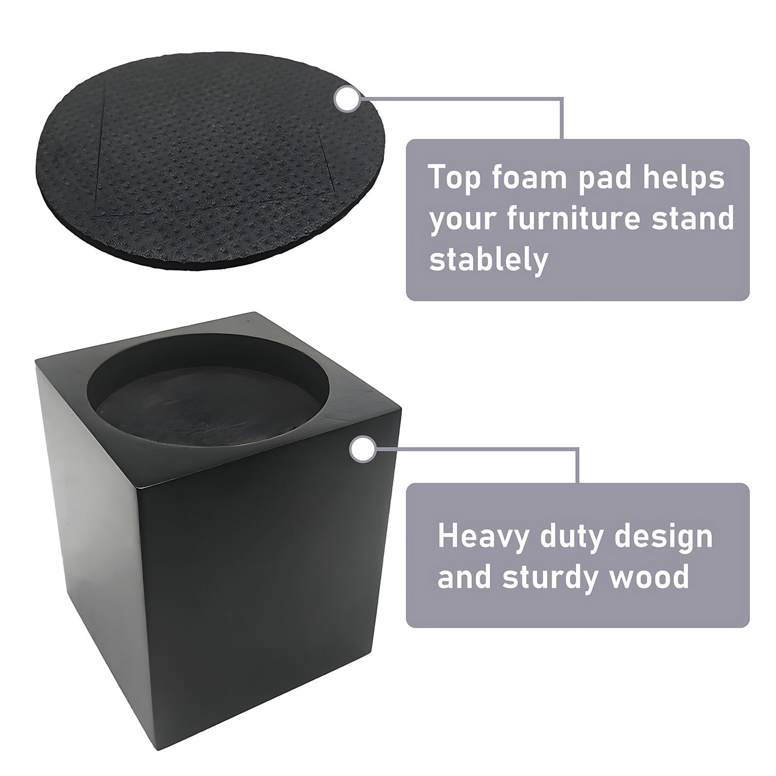 Wood Bed Furniture Risers 4 Inch Heavy Duty Risers, Supports up to 6,000 Lbs,...