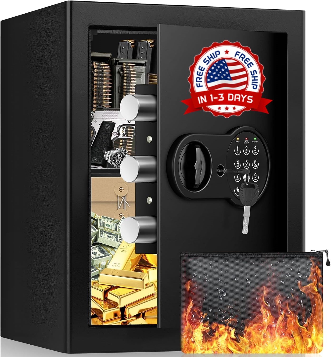 Caja Fuerte Grandes Cajas Fuertes Digitales De Seguridad Contra Fuego Dinero NEW