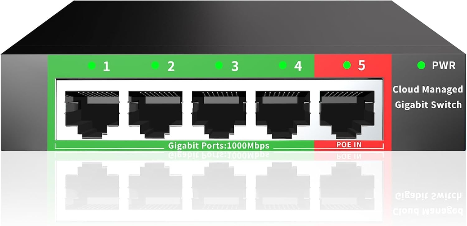 STEAMEMO 5-Port Gigabit Ethernet Switch | Smart Managed with VLAN/QoS | Black