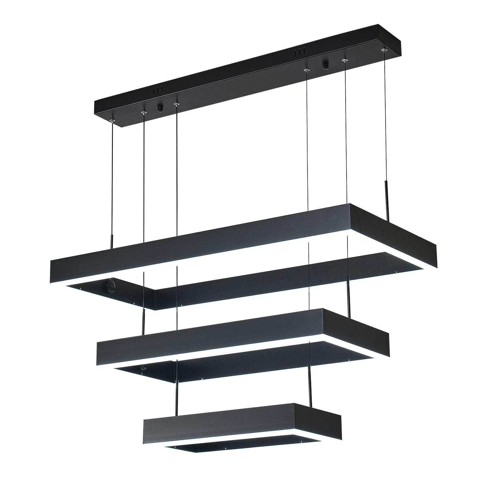 Modern LED Chandelier Light Rectangular Pendant Ceiling Light Lamp With Remote
