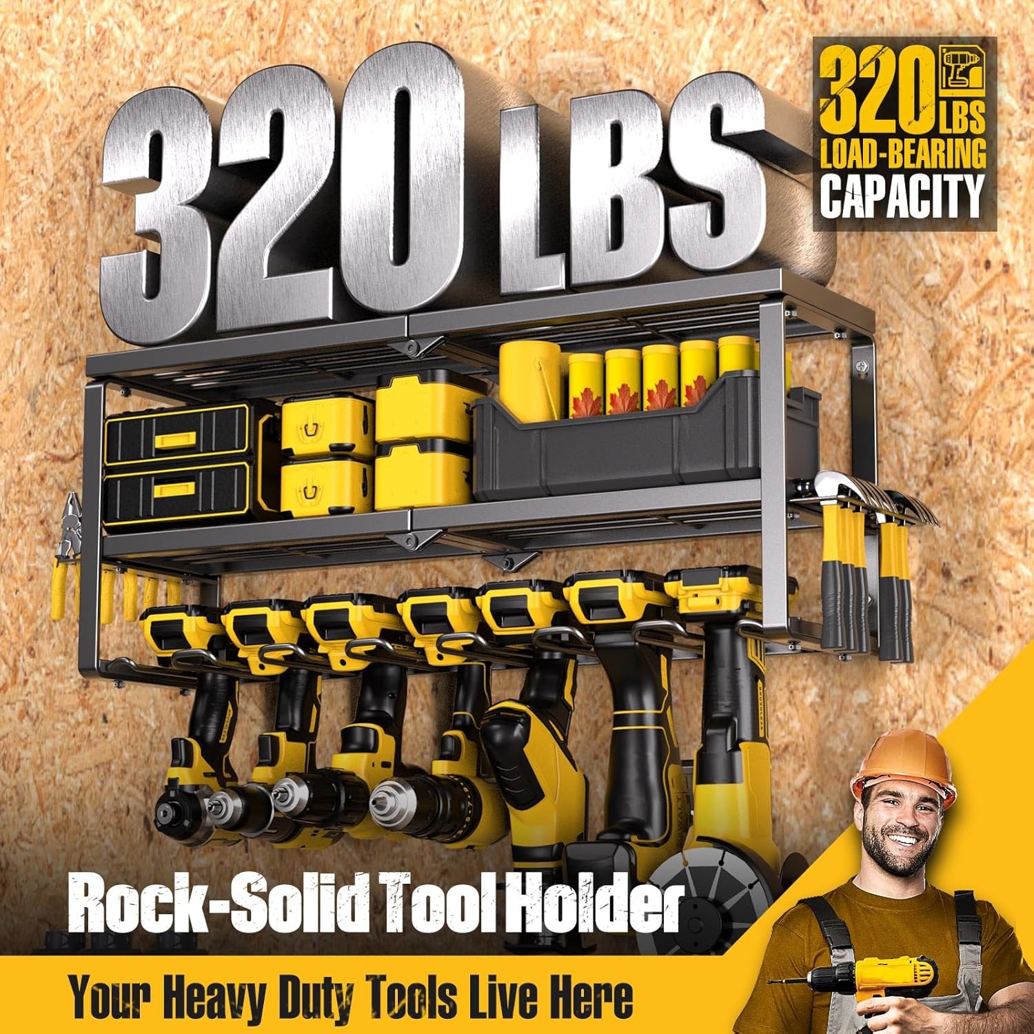 Heavy Duty Organizer Drill Storage Holder Wall Utility Rack Garage Power Tool
