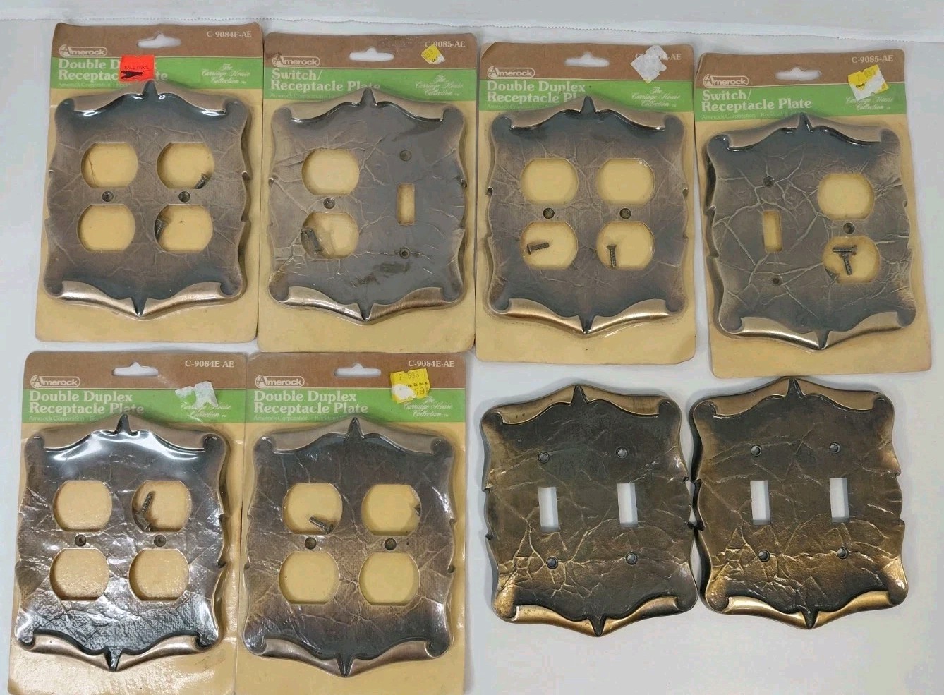 Vintage Lot of 8 Amerock Carriage House Duplex Switch Plate Outlet Metal Covers
