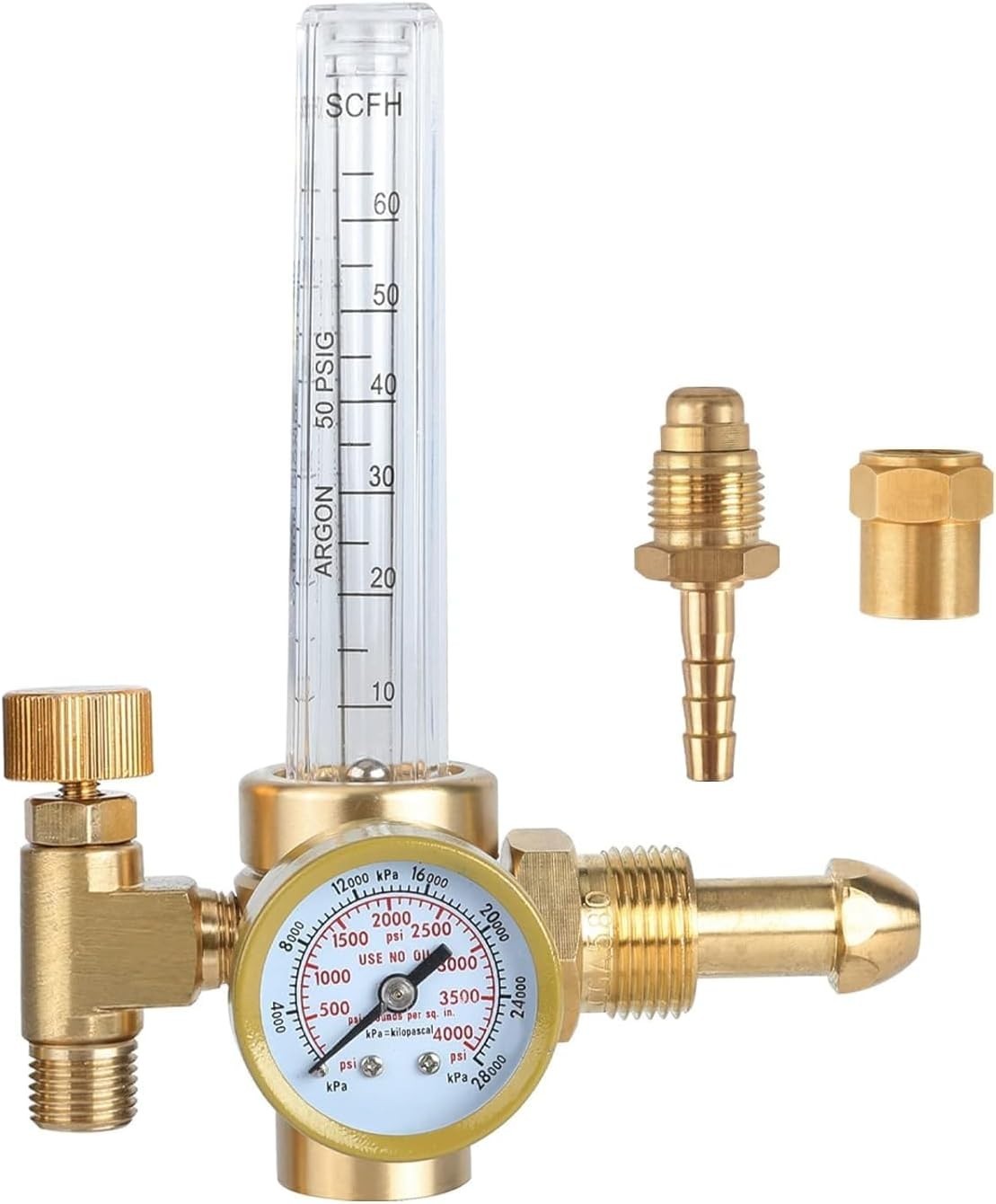 Compact Argon/CO2 Flow Meter Regulator with 4000 psi Gauge - Welding Precision