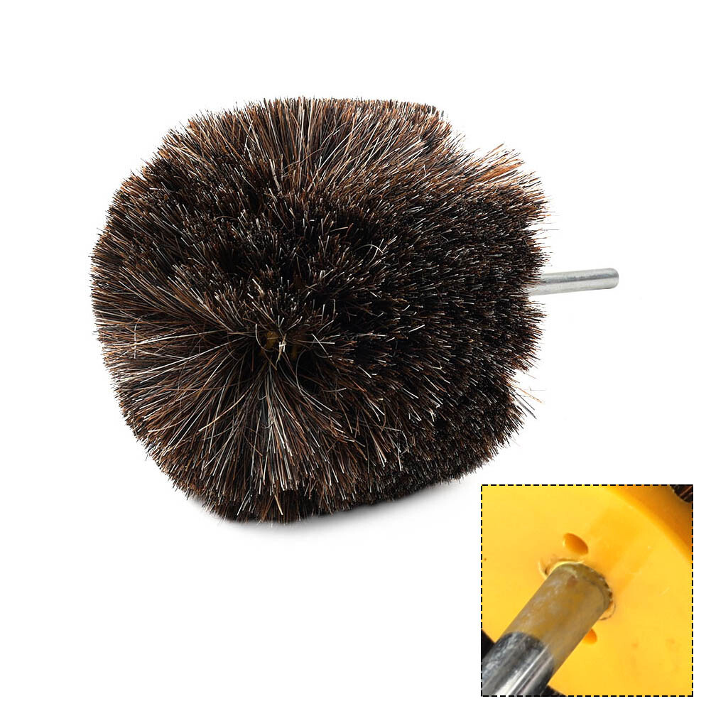 4" Horsehair Polishing Wheel Buffing Brush with Ball Head Wood Metal Rotary Tool