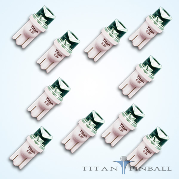 (10 Pack) - 6.3 Volt LED Bulb Concave 555 Wedge Base (T10) Pinball - COOL WHITE