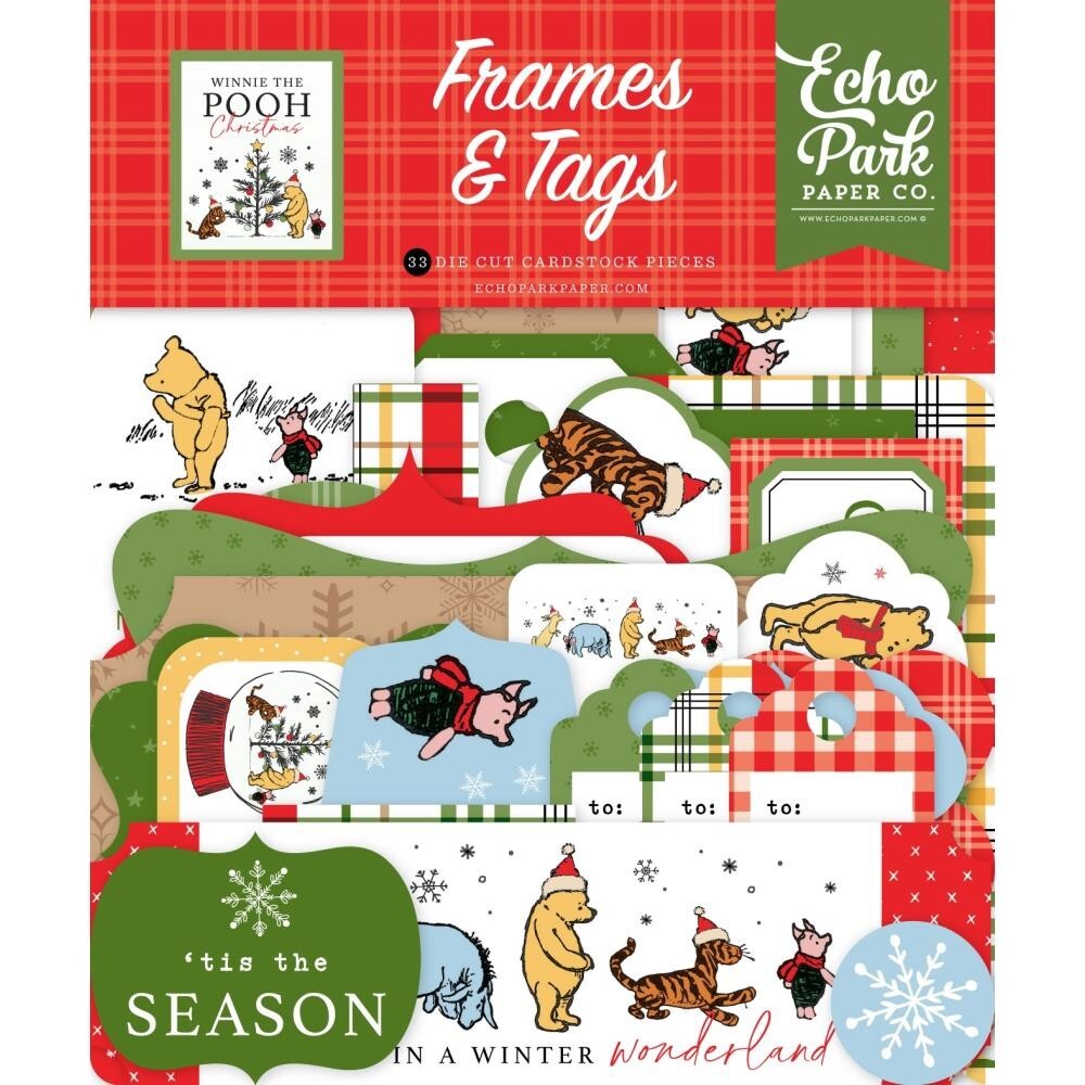 Echo Park Cardstock Ephemera Winnie The Pooh Christmas Frames & Tags