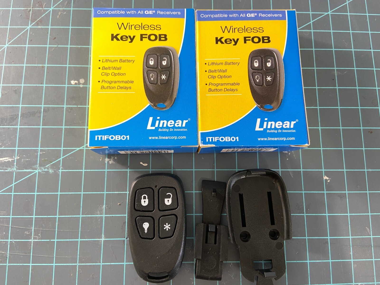 Lot of 2 Linear Wireless Key FOB Remote ITIFOB01 Compatible with GE