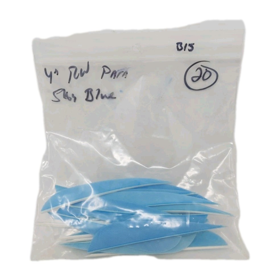 20 Count Archery Arrow Feathers 4" Right Wing Parabolic: Sky Blue