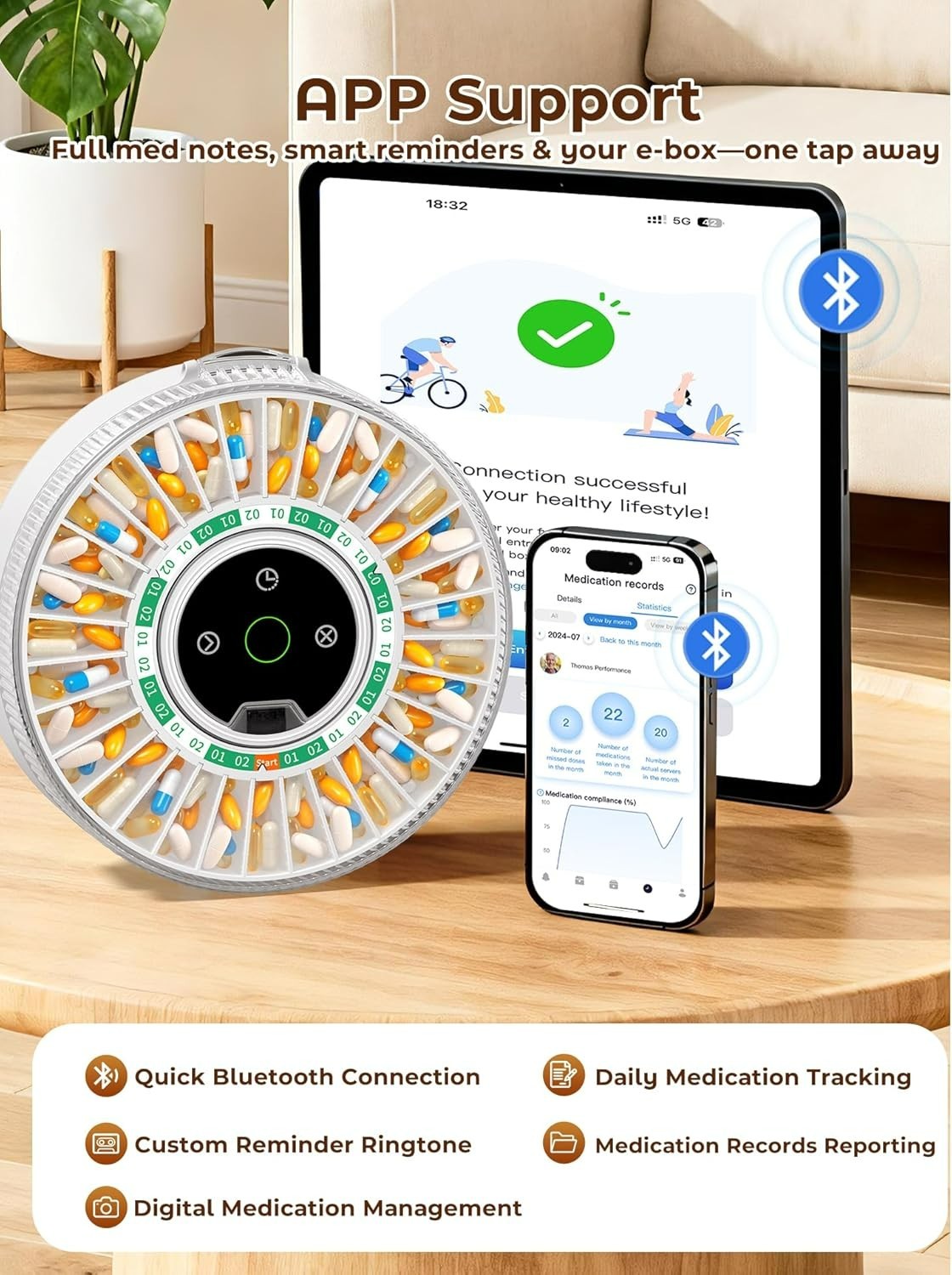Betife Automatic Pill Dispenser for Elderly with Alarm – 31-Day