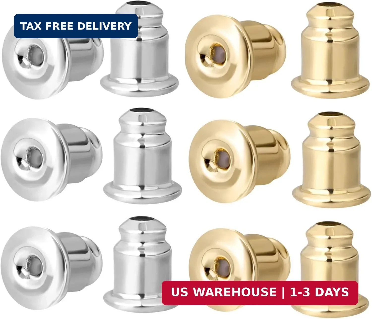 Earring Backs,AKRUWERLY 12PCS Bullet Clutch Earring Backs Replacements for Studs