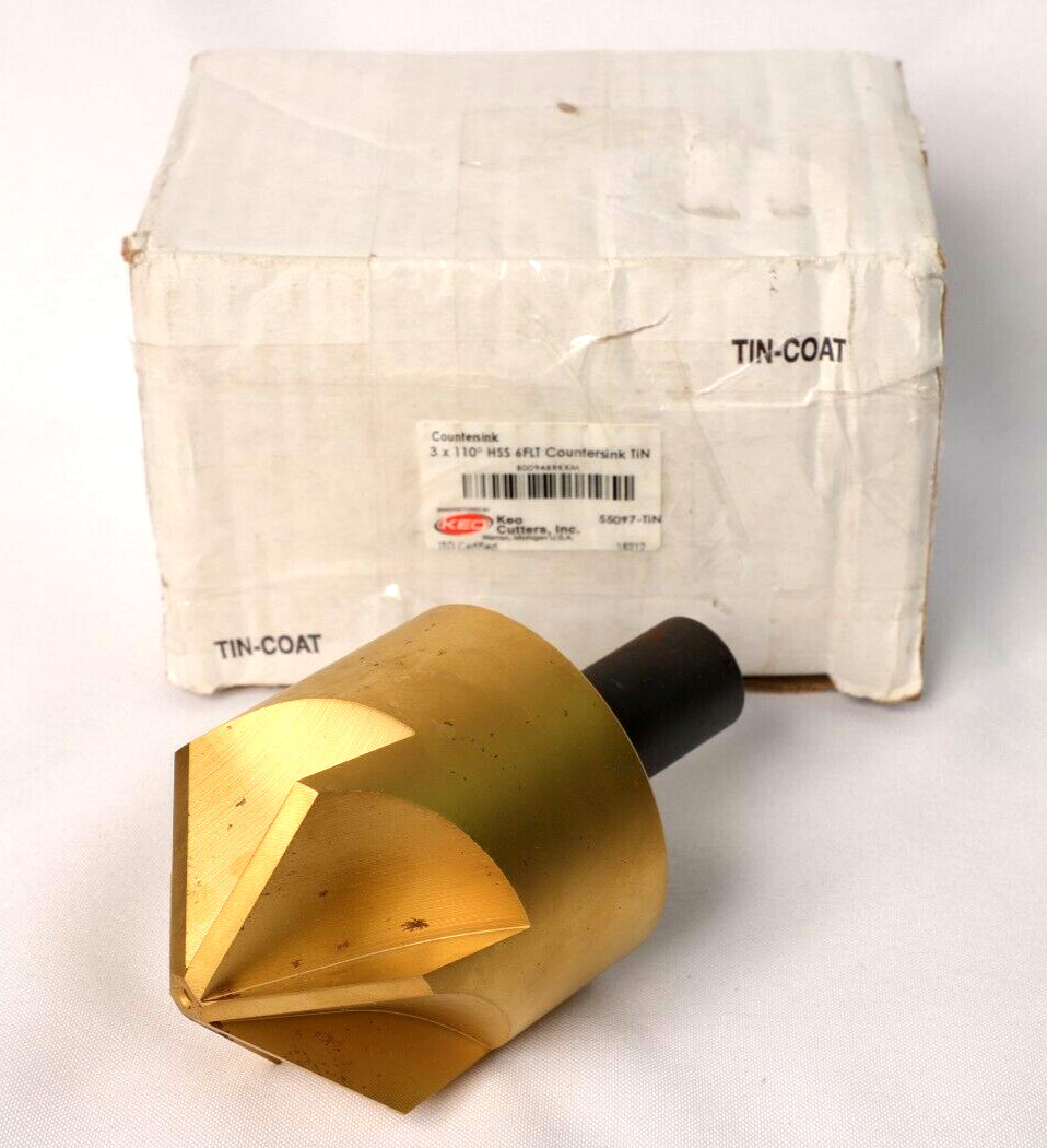 Keo 55097-Tin Drill/Countersink,6 Fl,110 Deg.,3In,Tin