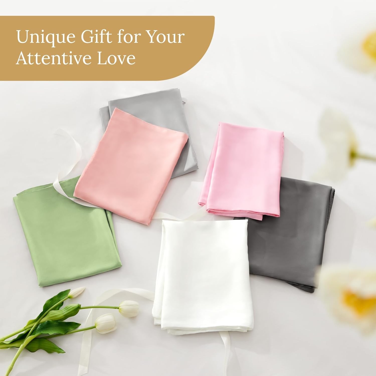 Silk Pillow Cases 2 Pack Standard Size, Ultra Smooth & Soft Mulberry