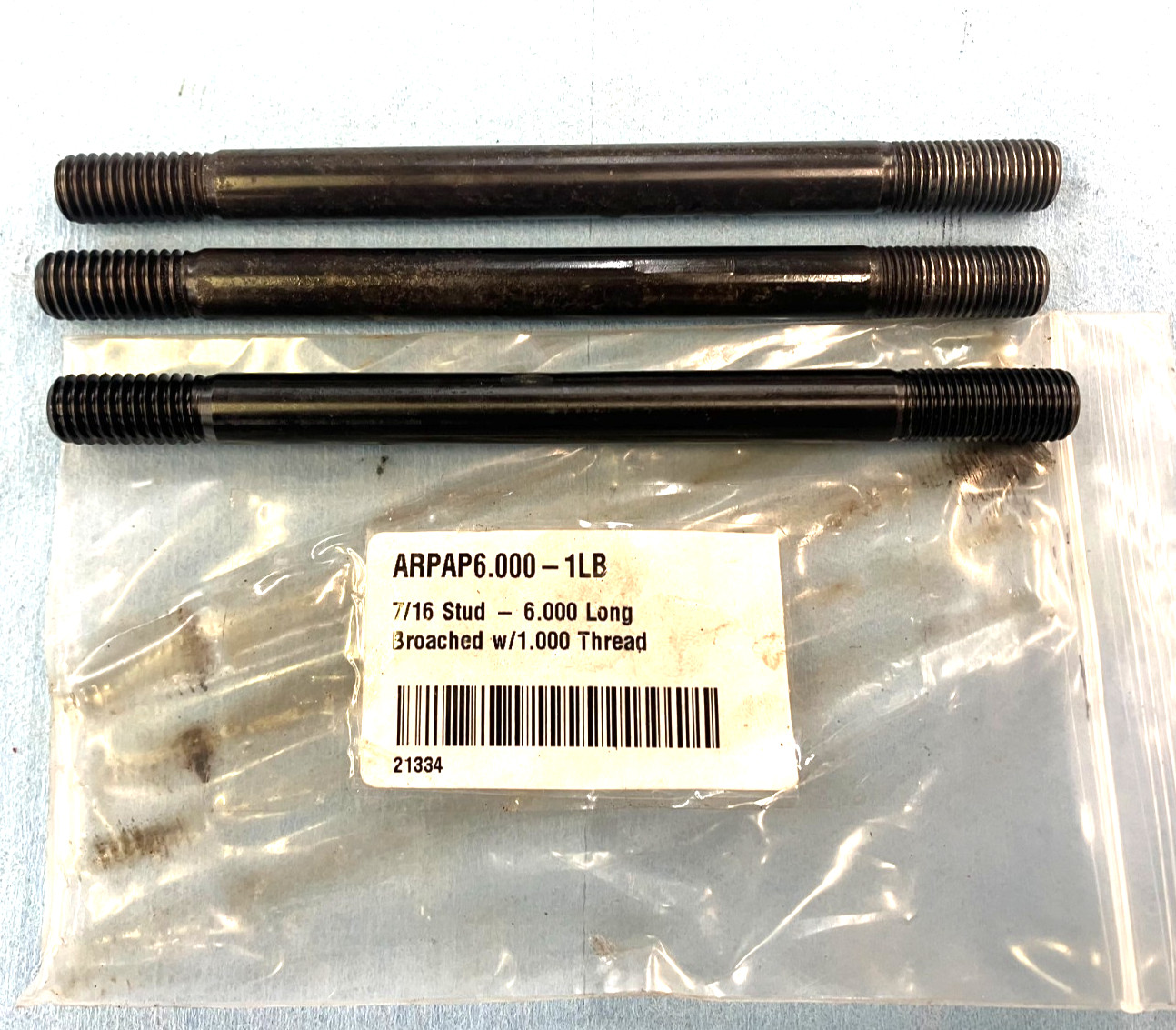 ARPAP6.00 7/16 Head Stud - 6.000 Long Broached w/1.000 Thread, 1 New, 2 Used