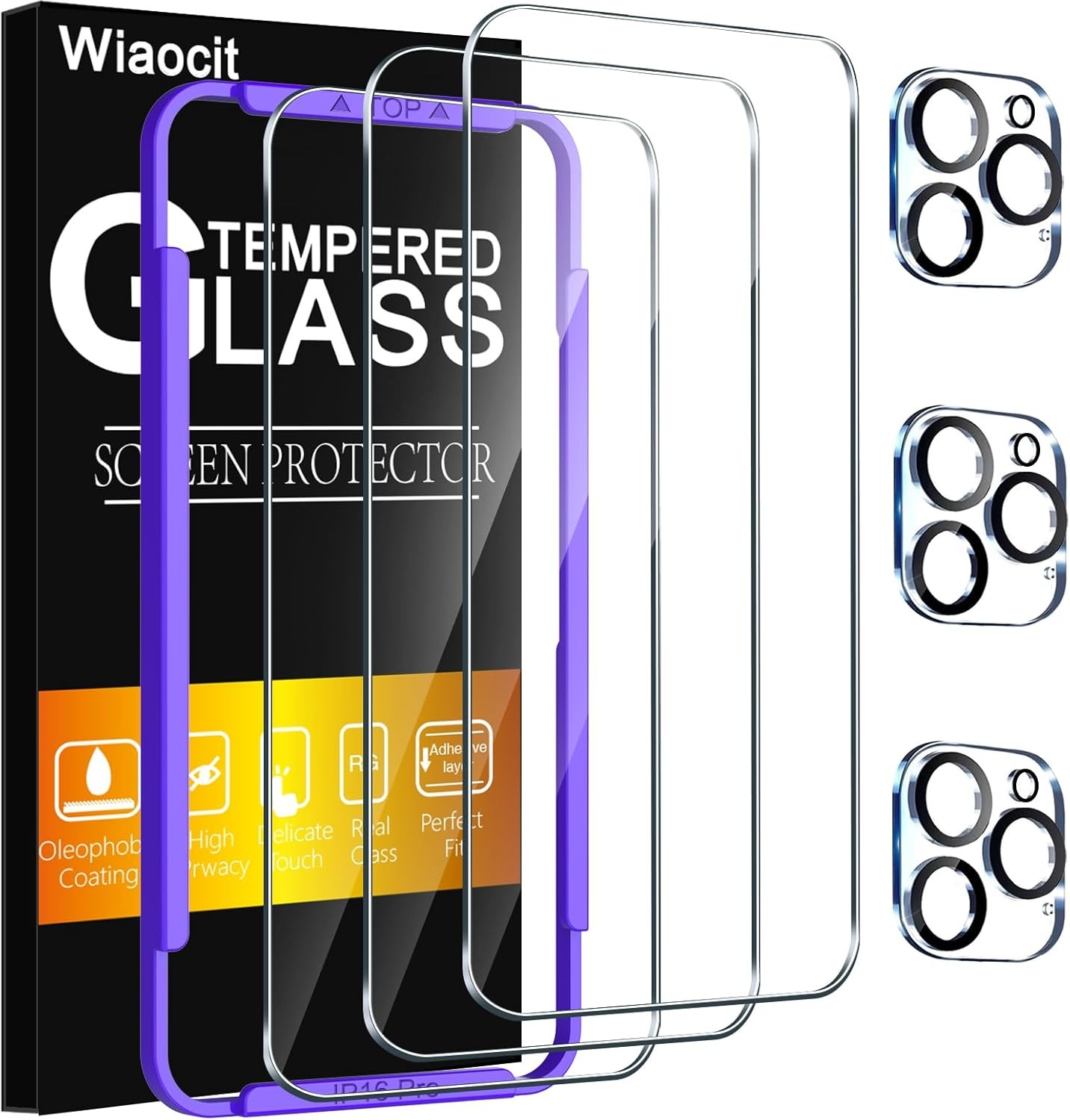 Wiaocit 3 Pack Tempered Glass Screen Protector for iPhone 16 Pro-6.3 Inch
