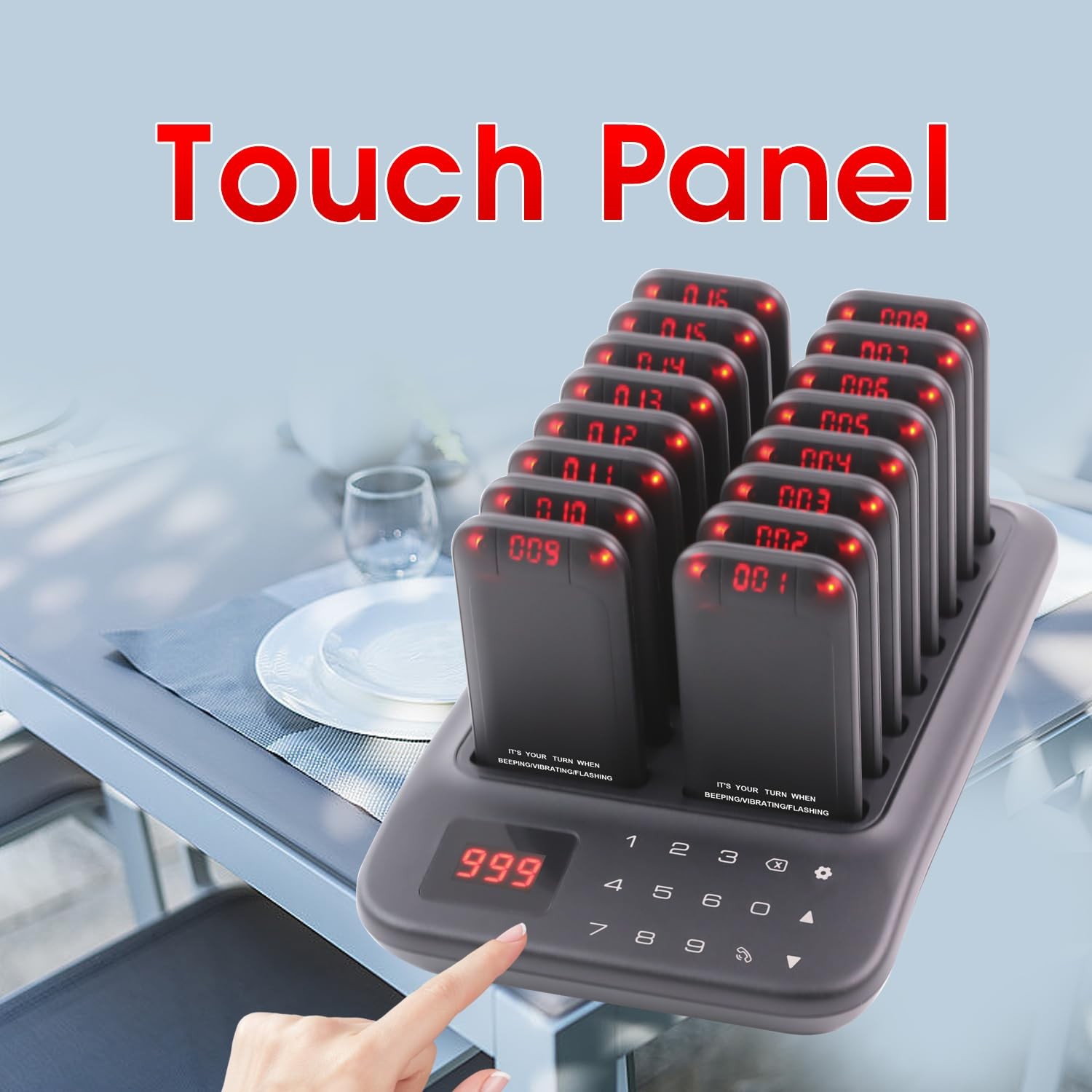 ** NEW Wireless Restaurant Pager System | 16 LED Pagers | Buzzer and Vibration