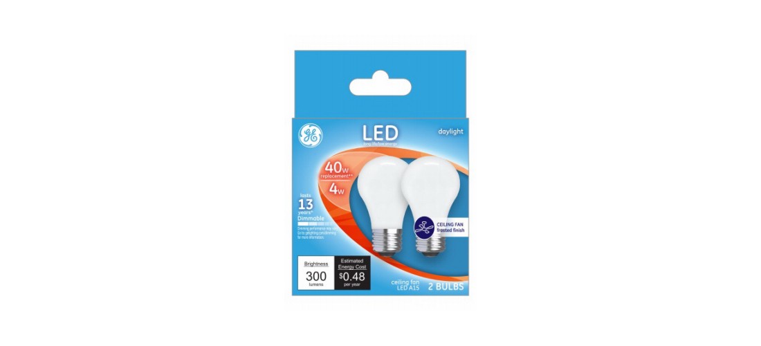Decorative LED Ceilng Fan Light Bulbs, Daylight, Frosted, 300 Lumens, 4-Watts Pa