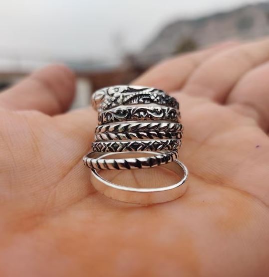 New Designer Seven Set Of Ring, Solid 925 Sterling Silver Ring All Size R 583