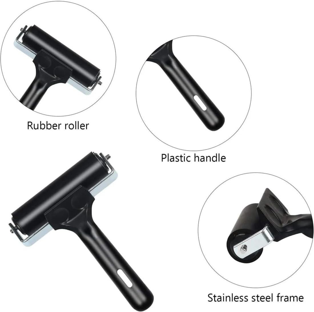 Versatile 4-Inch Rubber Brayer Roller for Printmaking, Crafting & Stamping