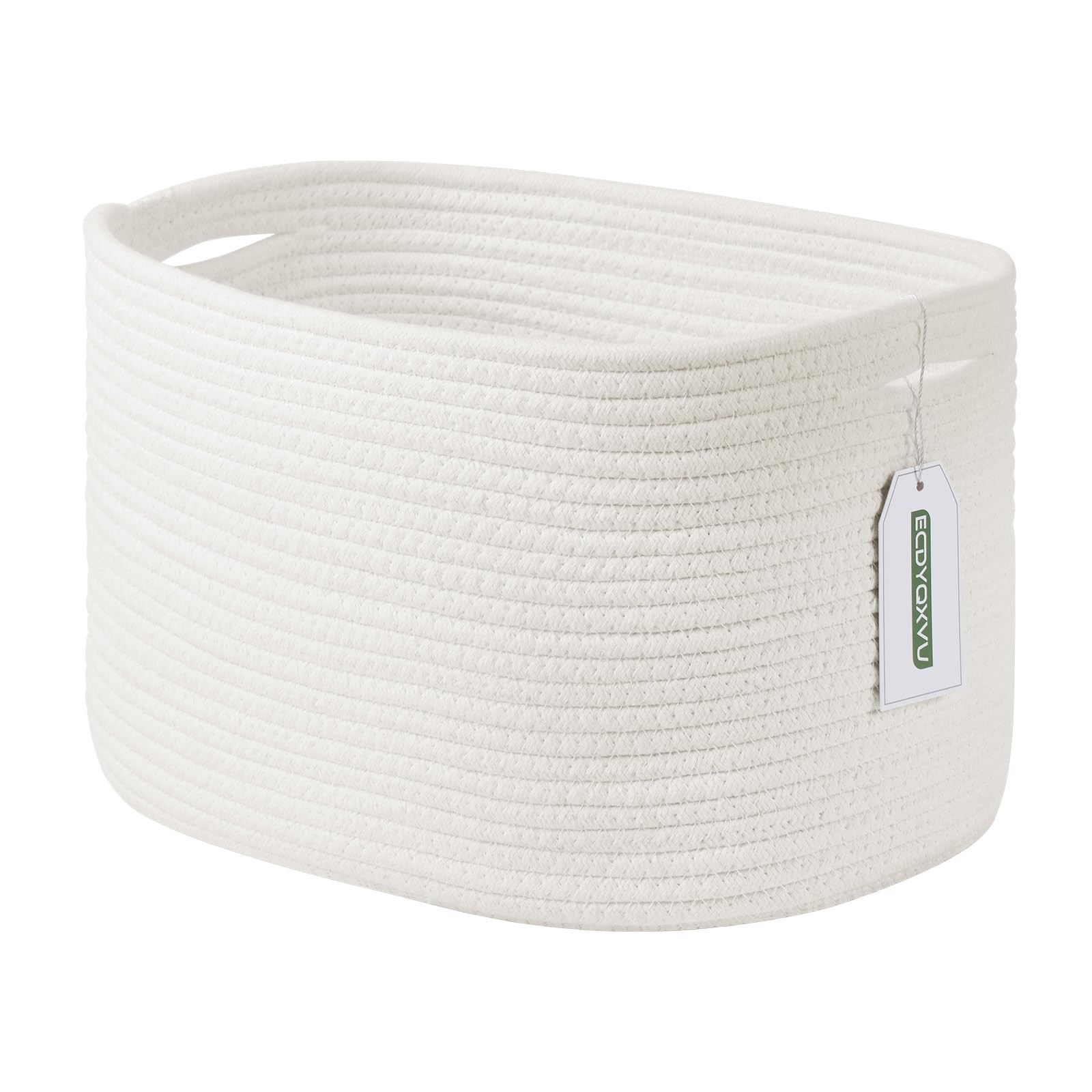 1 PCS 15x10x9 Inch White Cotton Rope Woven Storage Basket Shelf Organizer