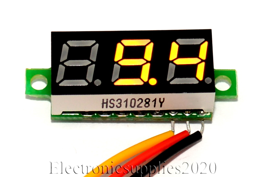 Mini DC 0-100V YELLOW LED 3-Digital Display Voltage Voltmeter 0.28" Volt Meter