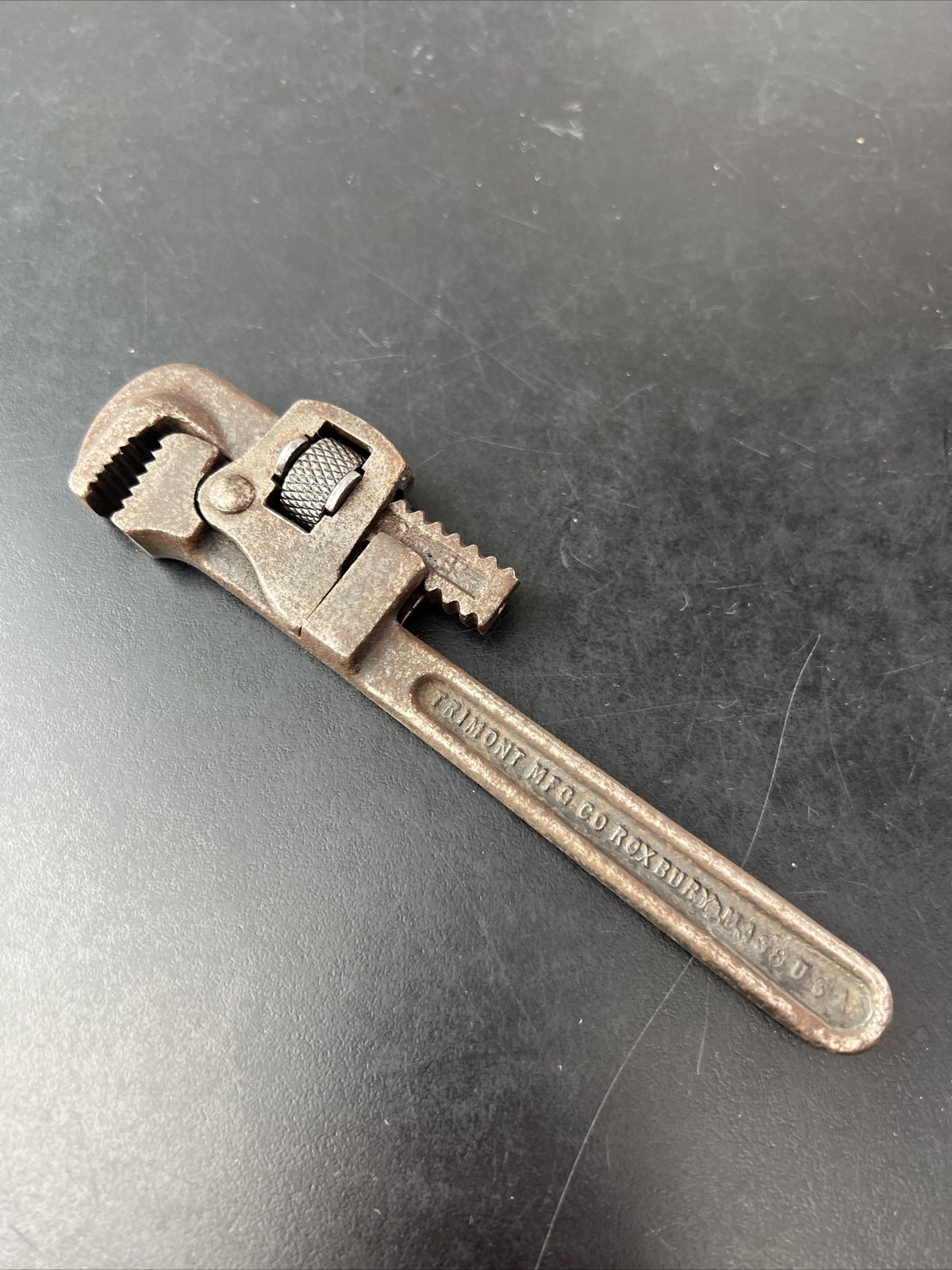 VINTAGE TRIMO 6  ADJUSTABLE PIPE WRENCH TRIMONT MFG CO ROXBURY MASS ROCKER