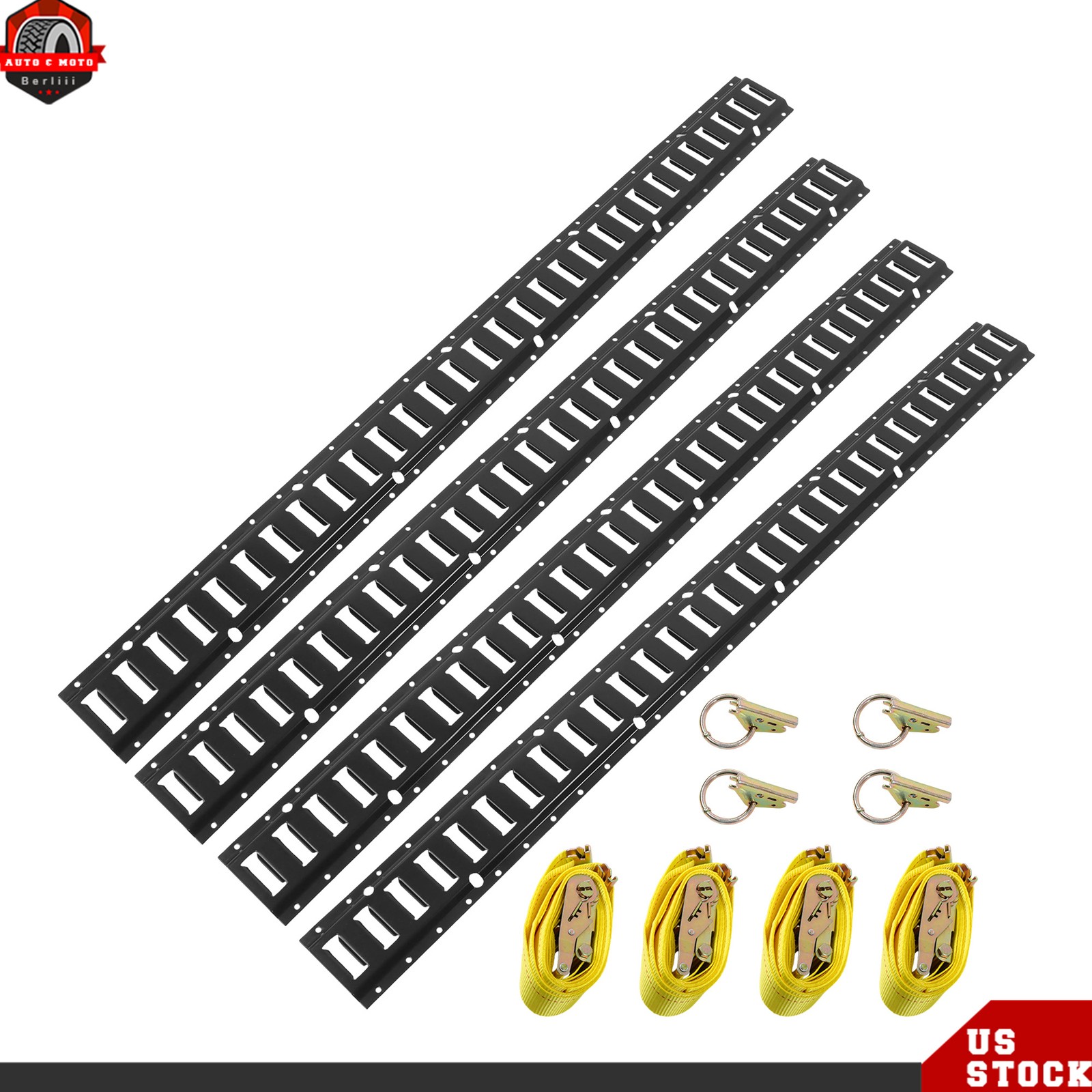 12PCS New Fit E Track Tie-Down 4x 5' E-Track 4x Rope Tie Offs 4x O-Ring Anchors