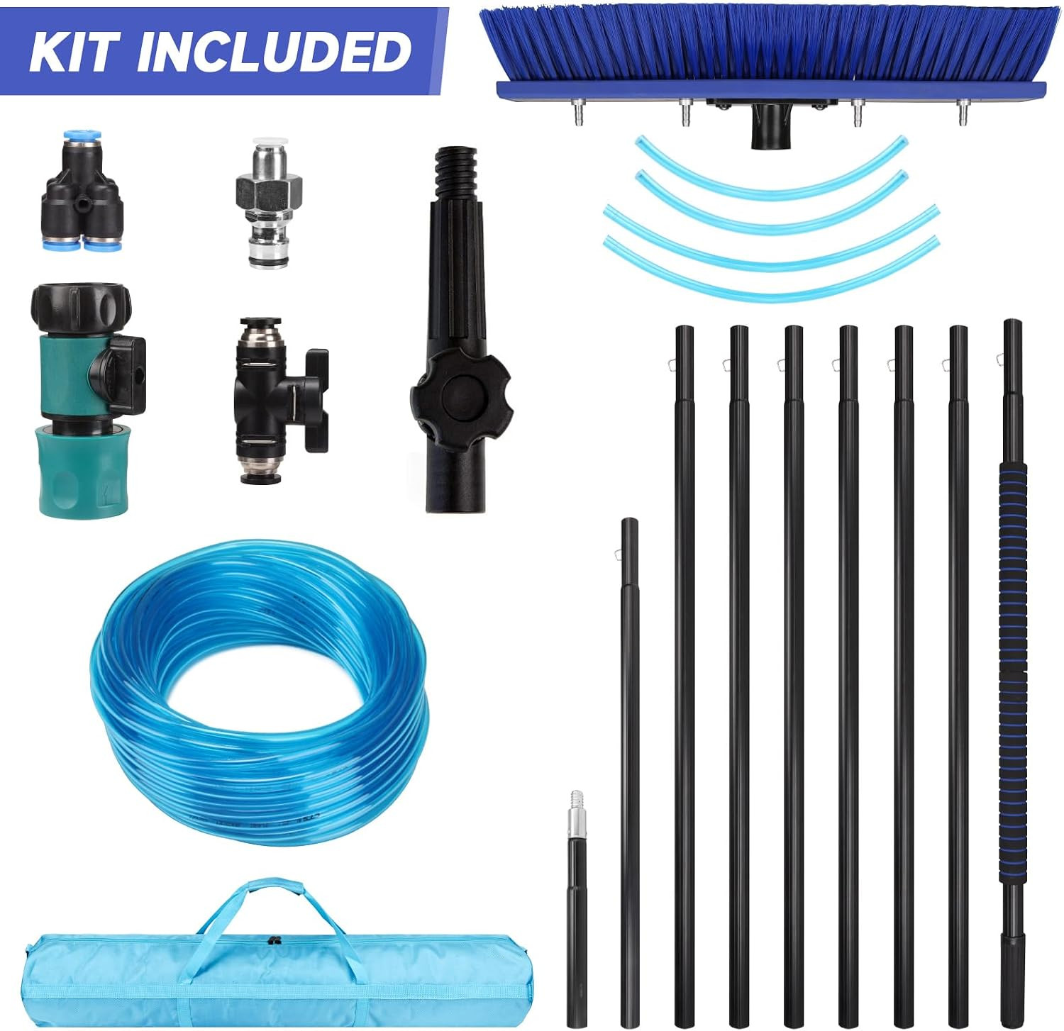 Solar Panel Window Cleaning Brush and Pole, 40FT Adjustable Window Cleaner Brush