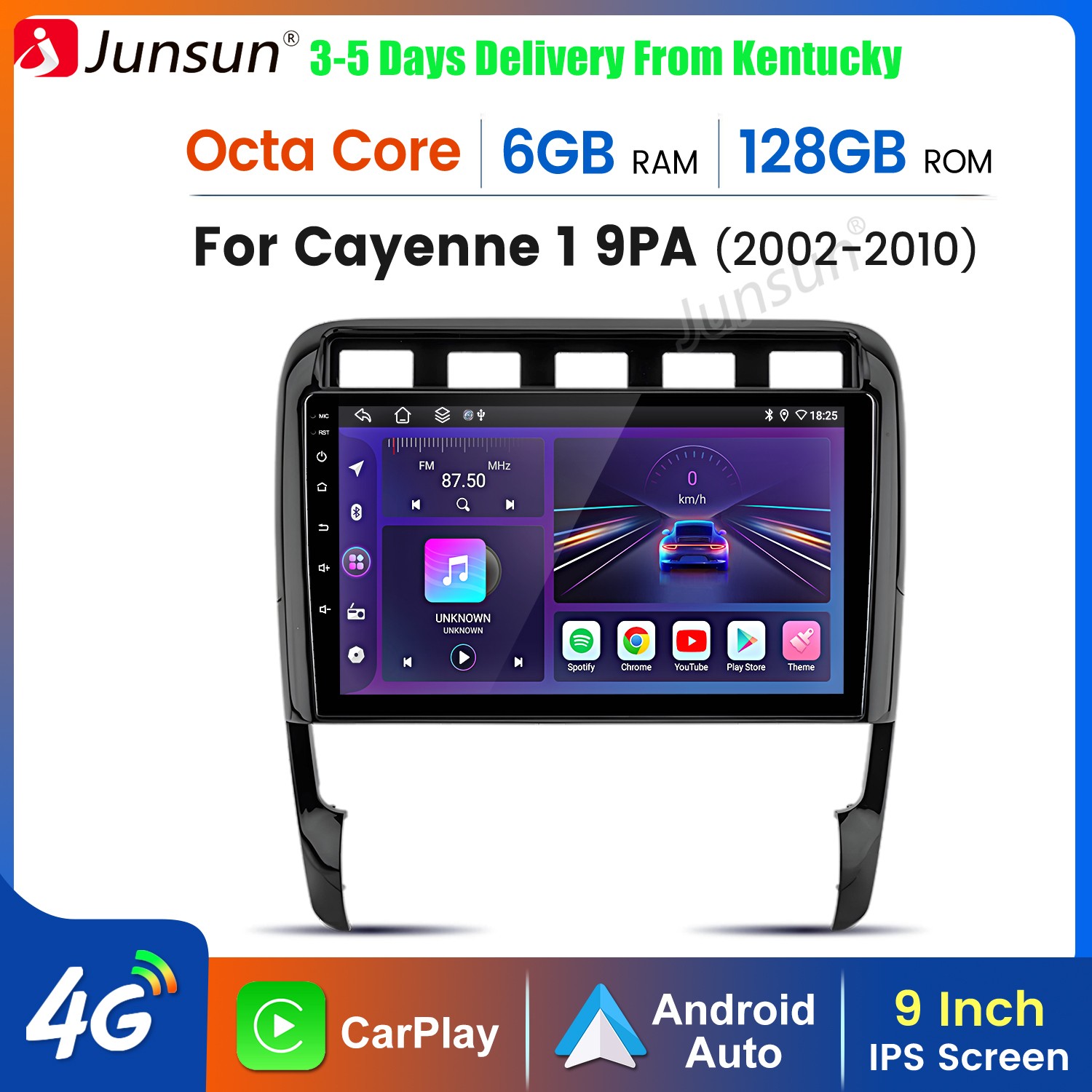6+128G Carplay Android15 For Porsche Cayenne 2002-2010 Car Stereo Radio GPS Navi