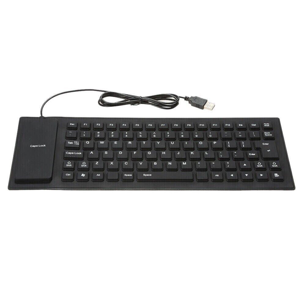 US 1-2 Pc Waterproof Silicone Keyboard Foldable Flexible USB Dustproof Full Size