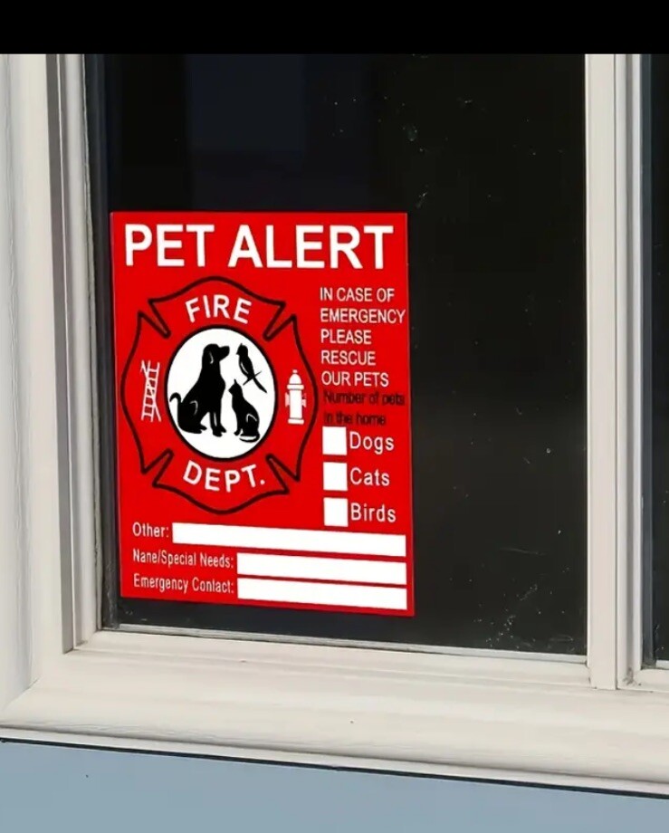 4 PACK Red Pets Inside Alert 4" Rescue Emergency Fire Window Stickers Decals