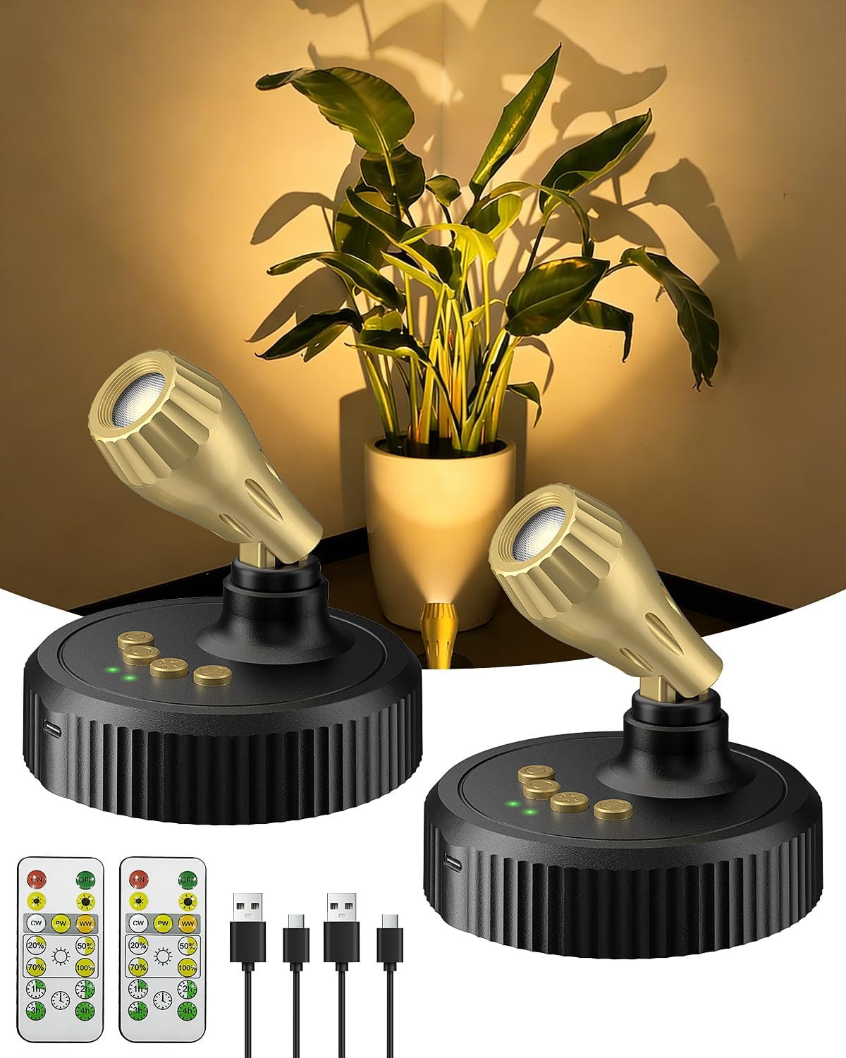 LED Spotlights Indoor with Remote | 6500mAh Rechargeable Battery Wireless Pla...