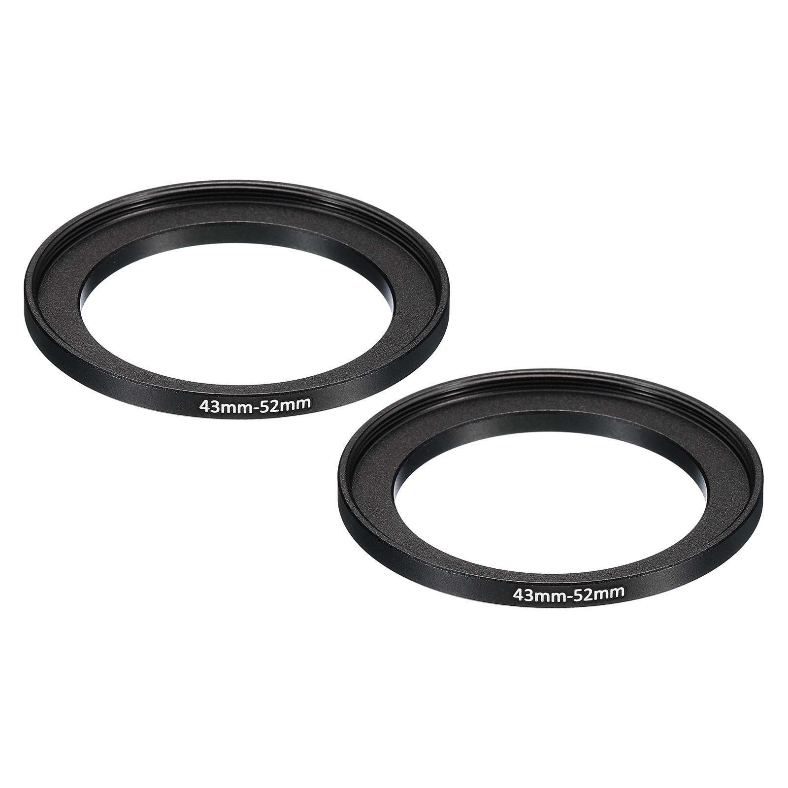 2 Pcs 43mm-52mm Metal Step Up Ring Camera Lens Filter Adapter Ring Black