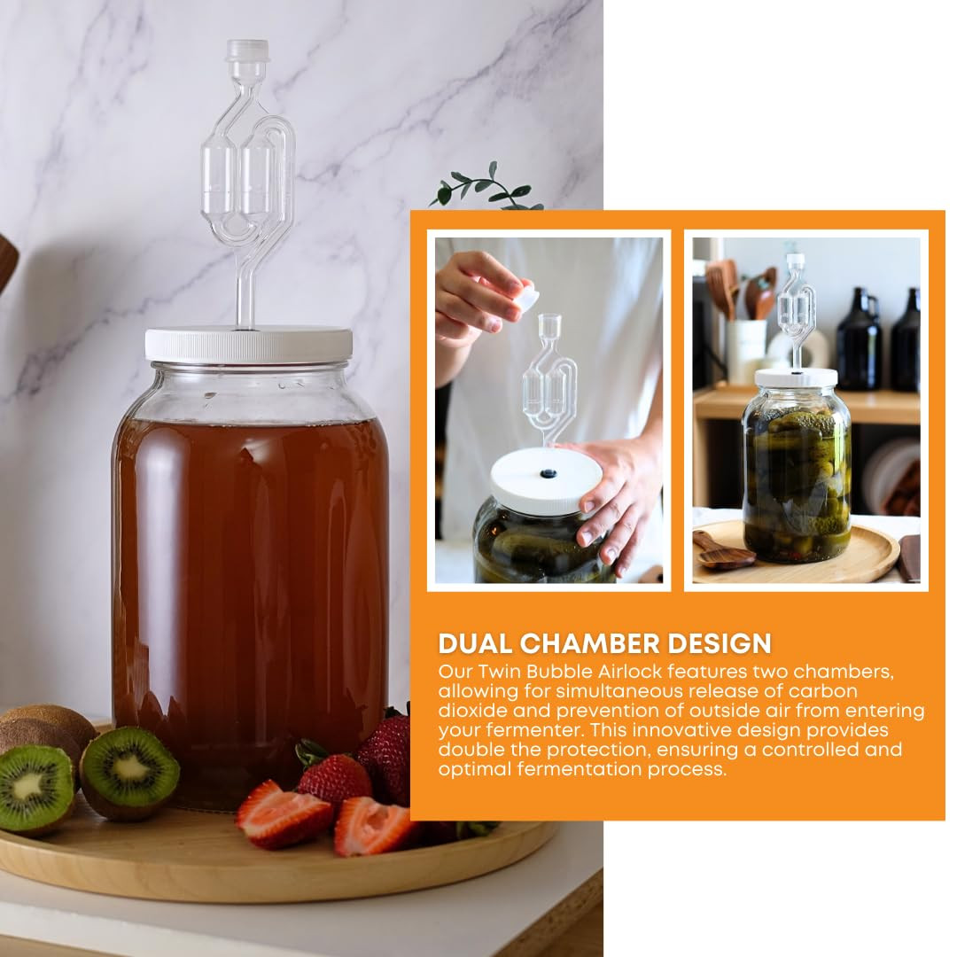 2 Pack Automatic Clear Airlock Bubbler Bottle Opener for Fermentation