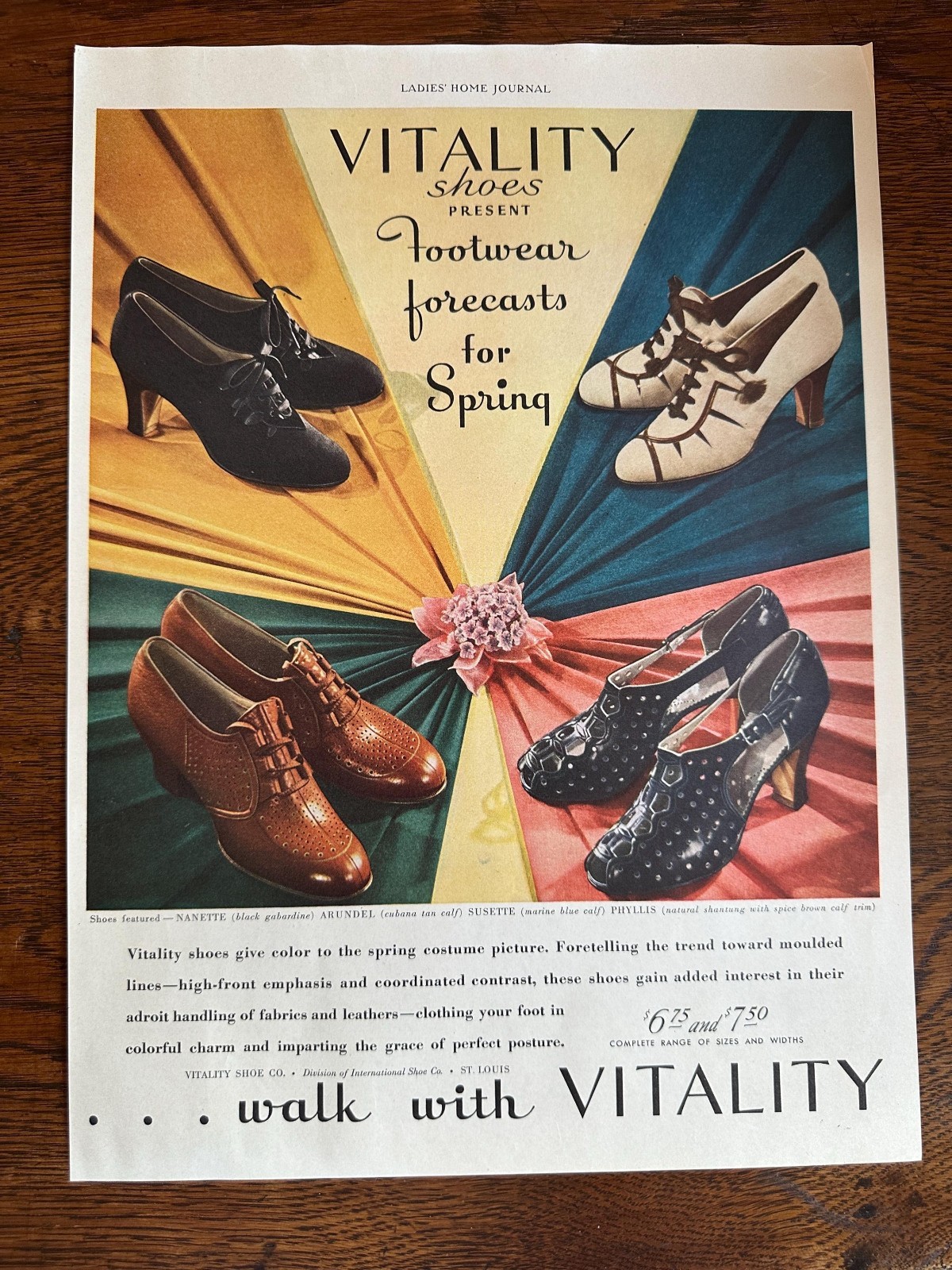 Vintage 1938 Vitality Shoes Print Ad