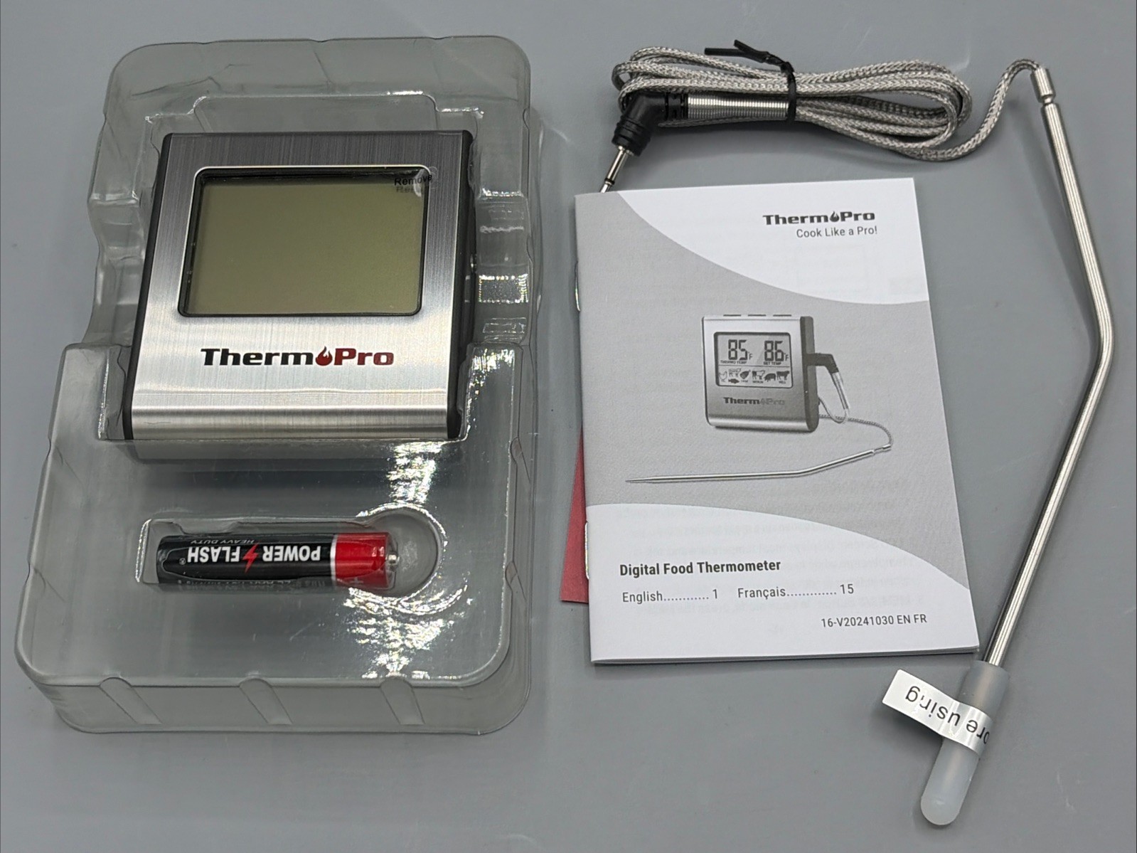 ThermoPro TP16W Digital Meat Thermometer for Cooking Smoker Oven, Large LCD -NEW