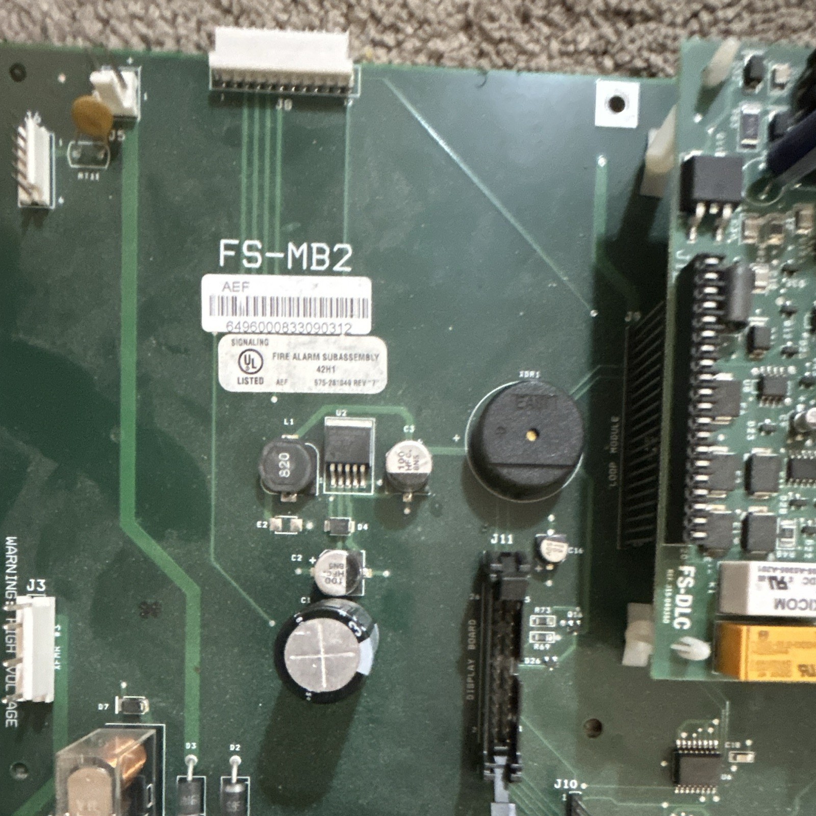 AEF FS-MB2 Fire Alarms Subassembly PCB Circuit Board Module, Supplementary