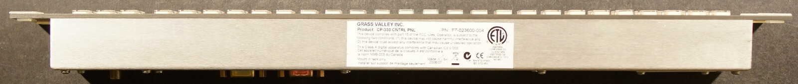Grass Valley / Philips / BTS CP330 Jupiter Control Panel, No Power Supply