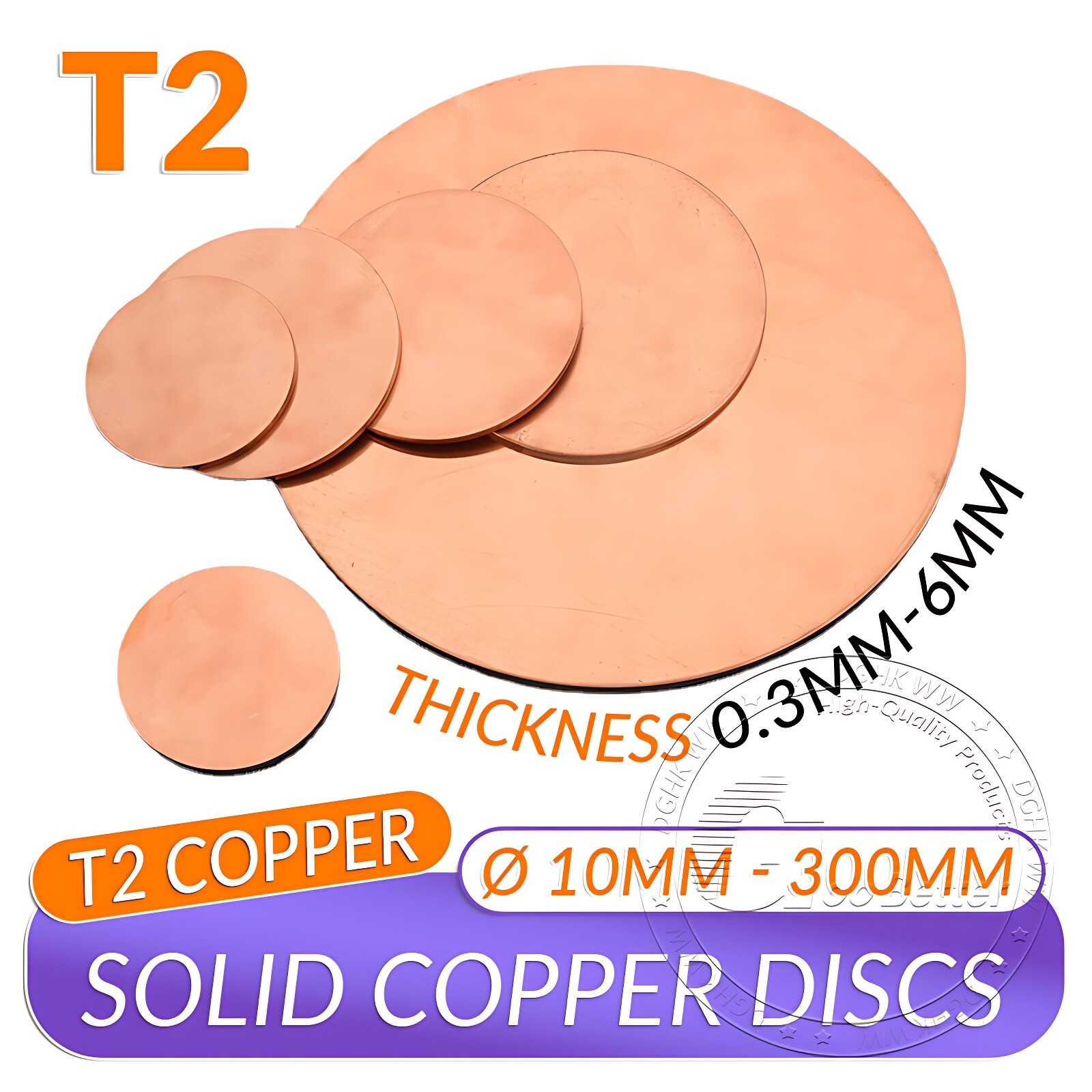Solid Pure Copper Discs Blanks Round Plate Metal Sheet Thick 0.5-5mm Ø10mm-200mm