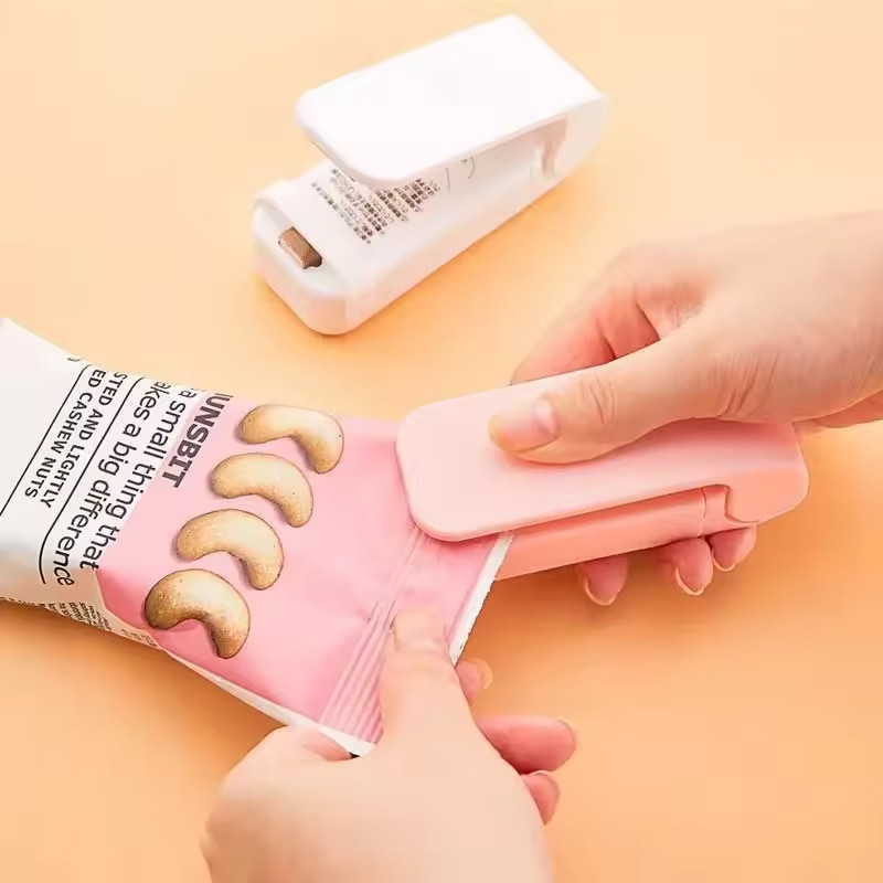 Portable Mini Heat Sealer for Plastic Food Snack Bags Kitchen Storage Tool Clips