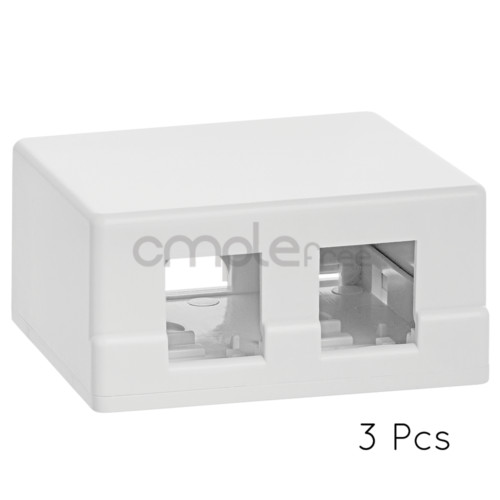 3x Double Hole Surface Mount Keystone Jack Wall Box 2 Port Lot Pack NEW
