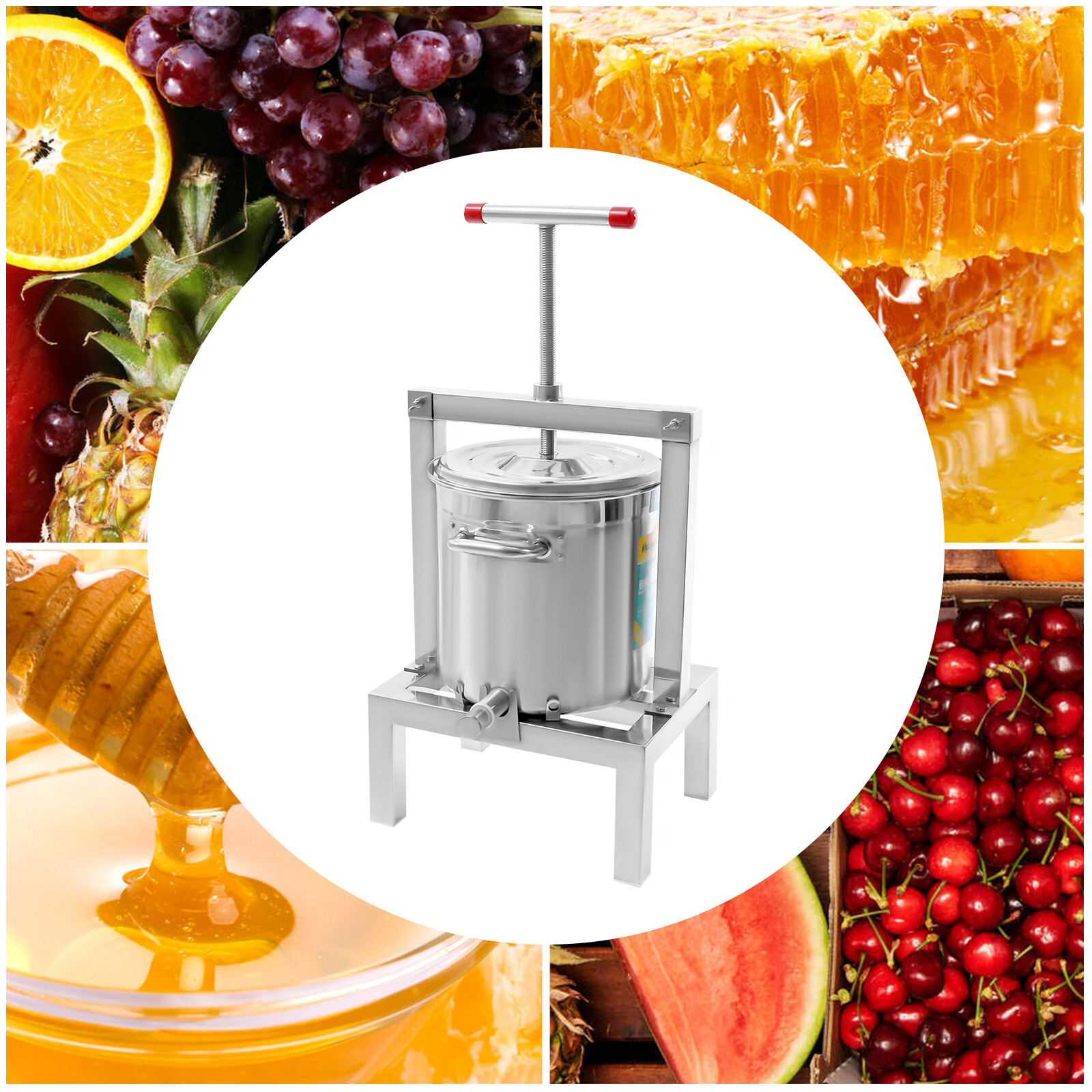 10L Manual Fruit Presser Durable Grape Apple Juice Extractor Beeswax Presser