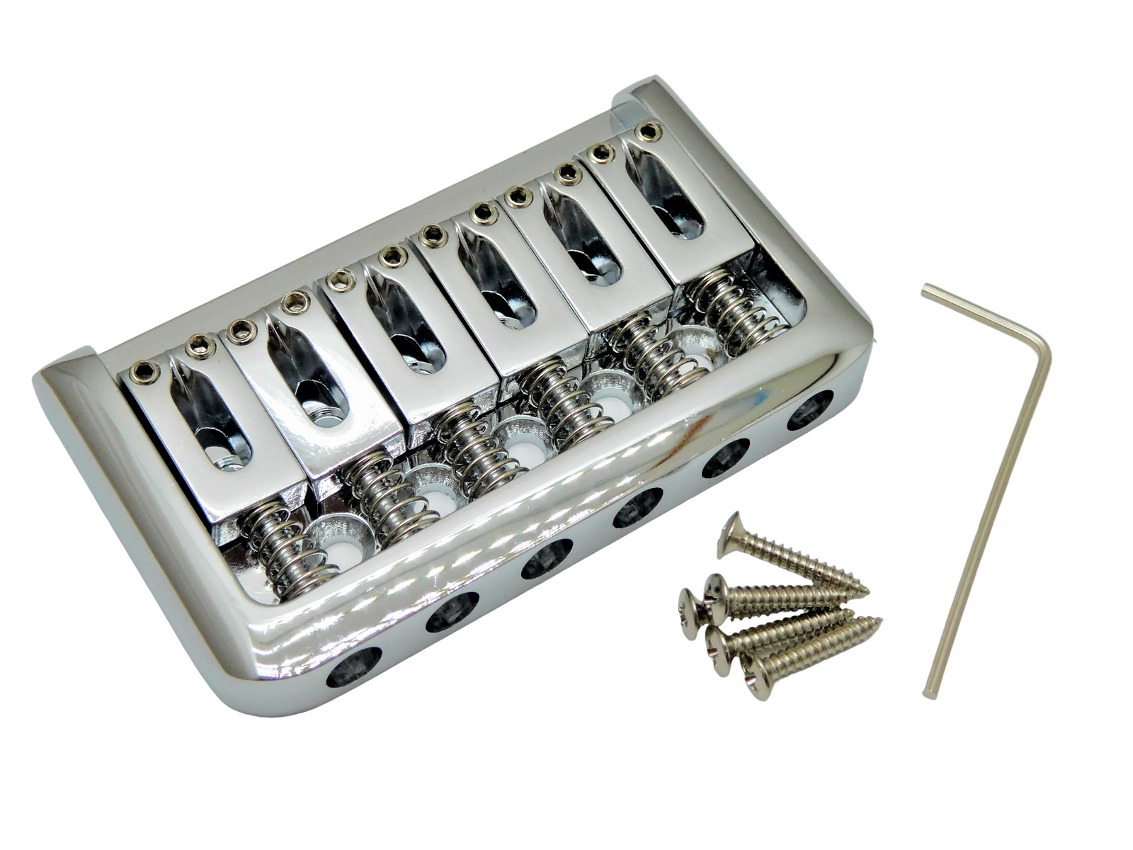 Chrome Hard Tail Fixed Guitar Bridge, Hipshot Style String Through Body 52.5mm